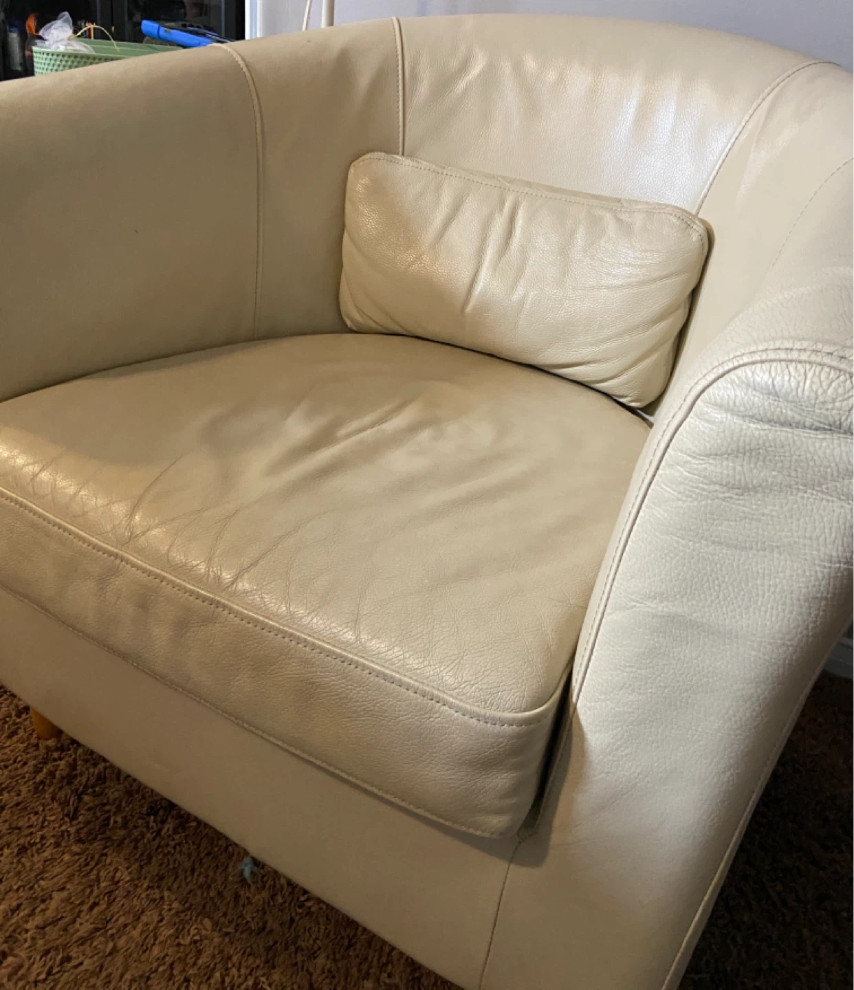 Cream Leather Accent Chair - photo 2