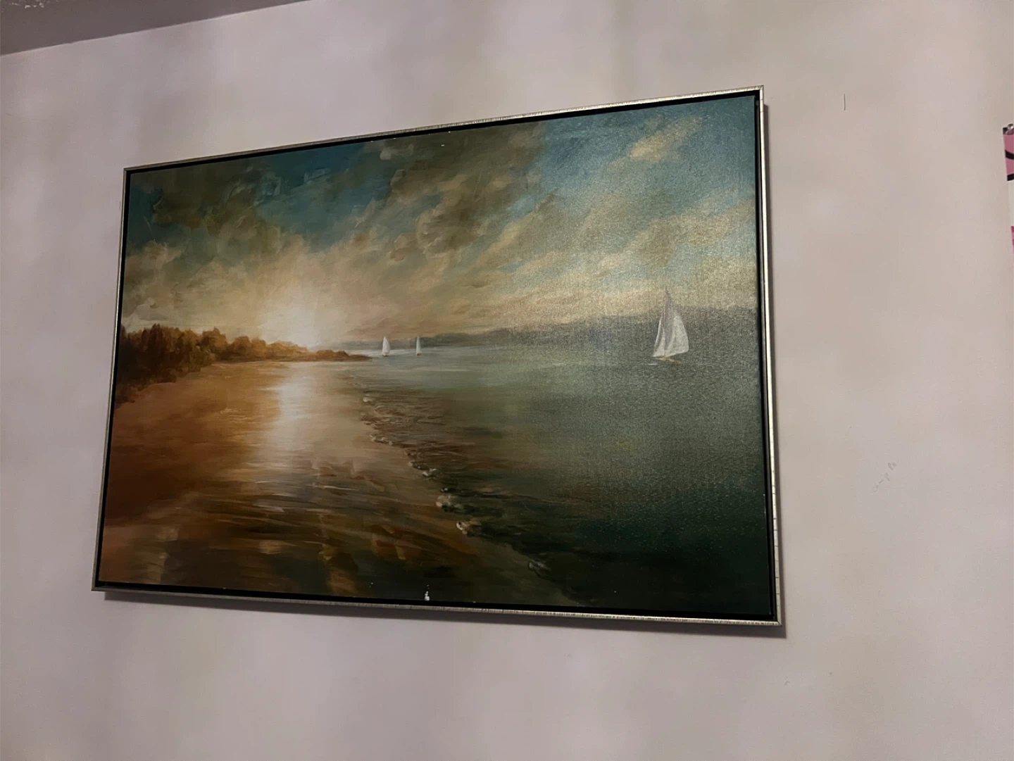 Seascape Painting with Sailboats