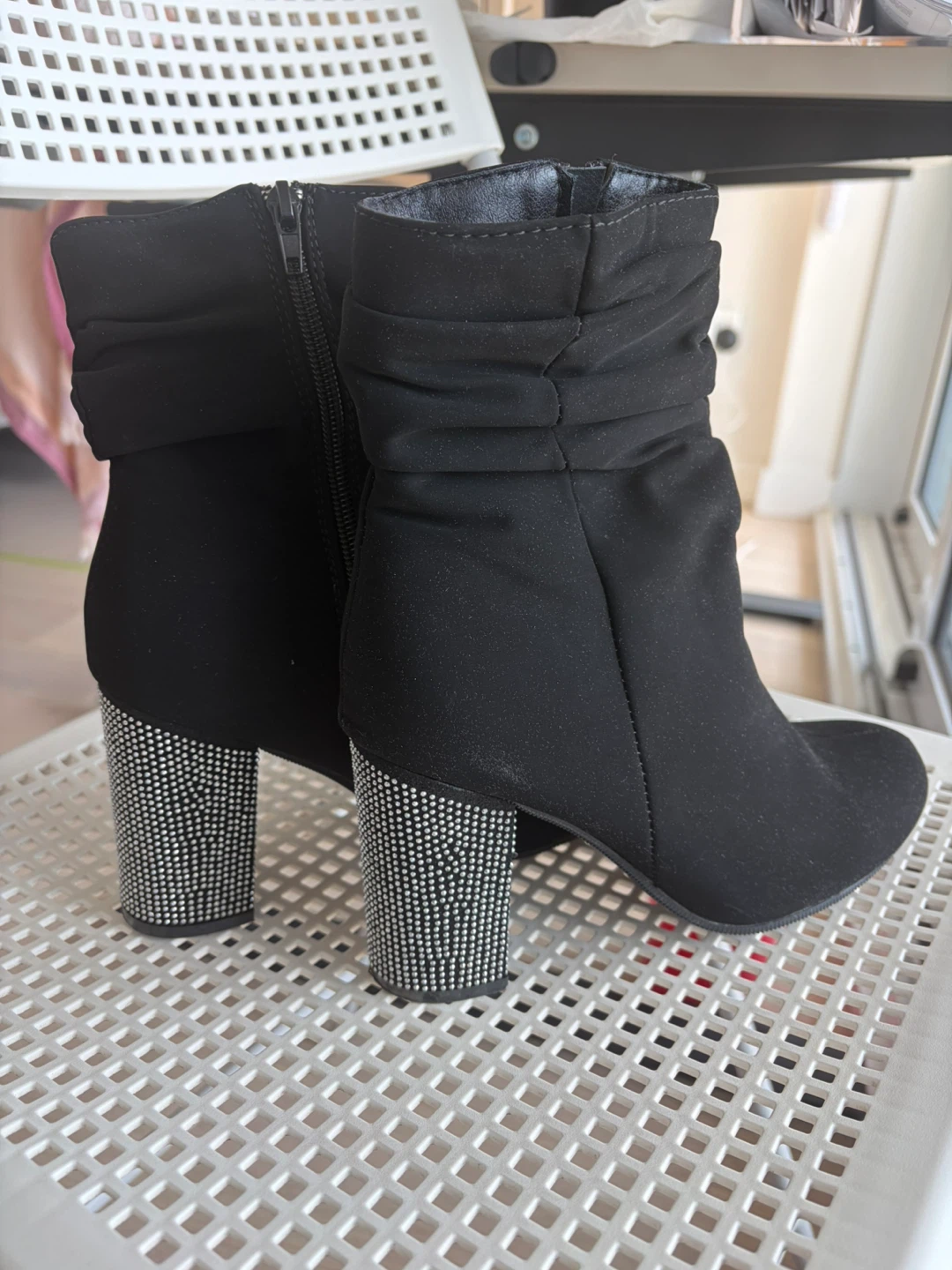 Ankle Boots with Rhinestone Heels