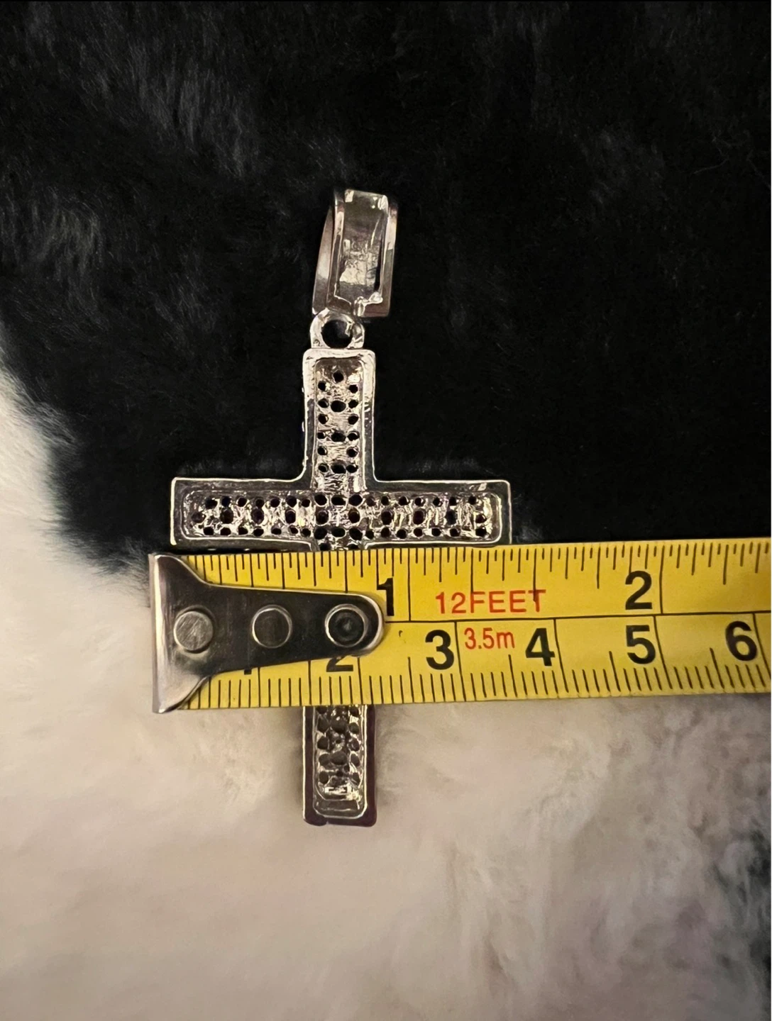Silver-Plated Cross Pendant with CZ Stones - photo 3