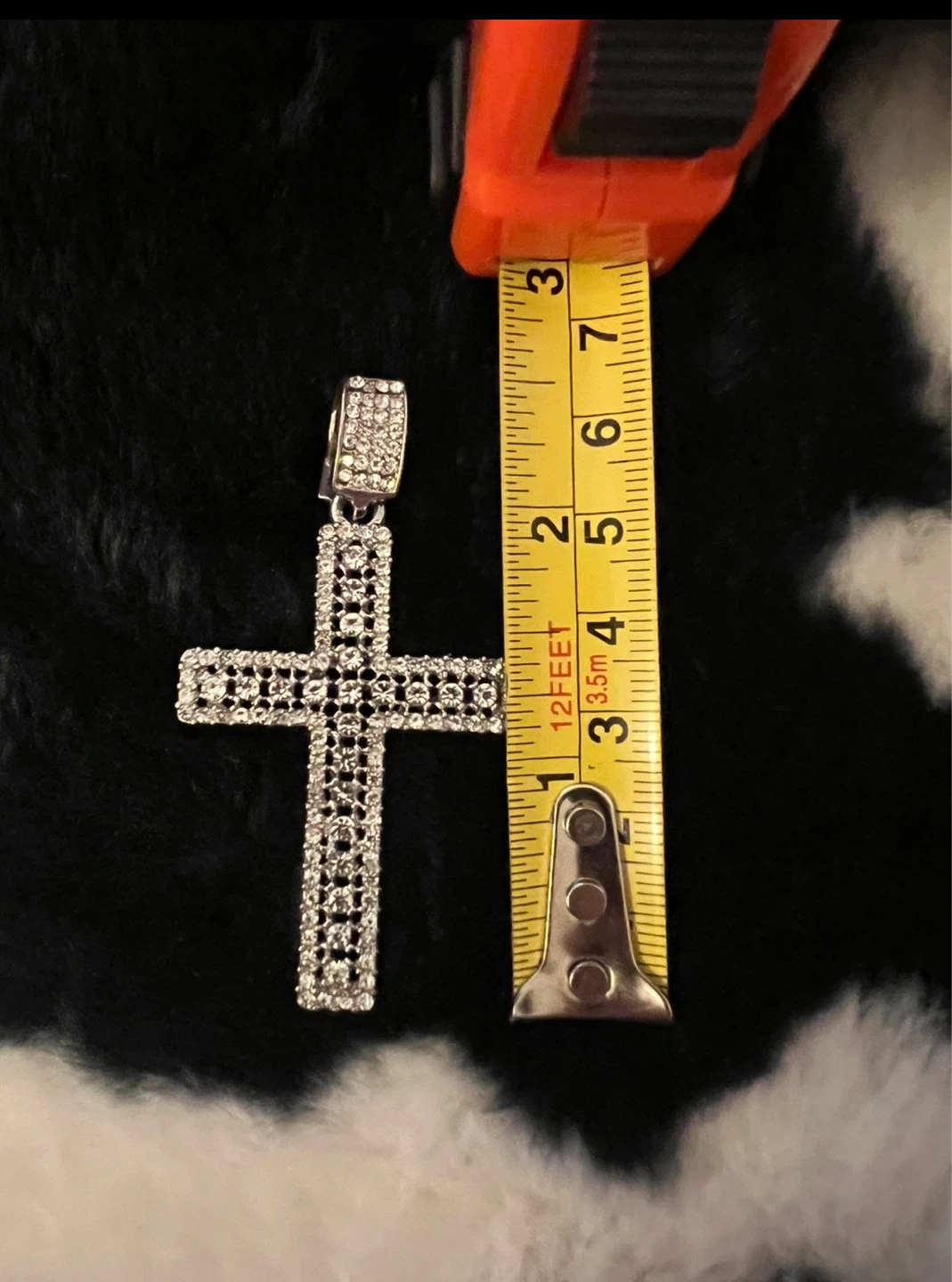 Silver-Plated Cross Pendant with CZ Stones - photo 2