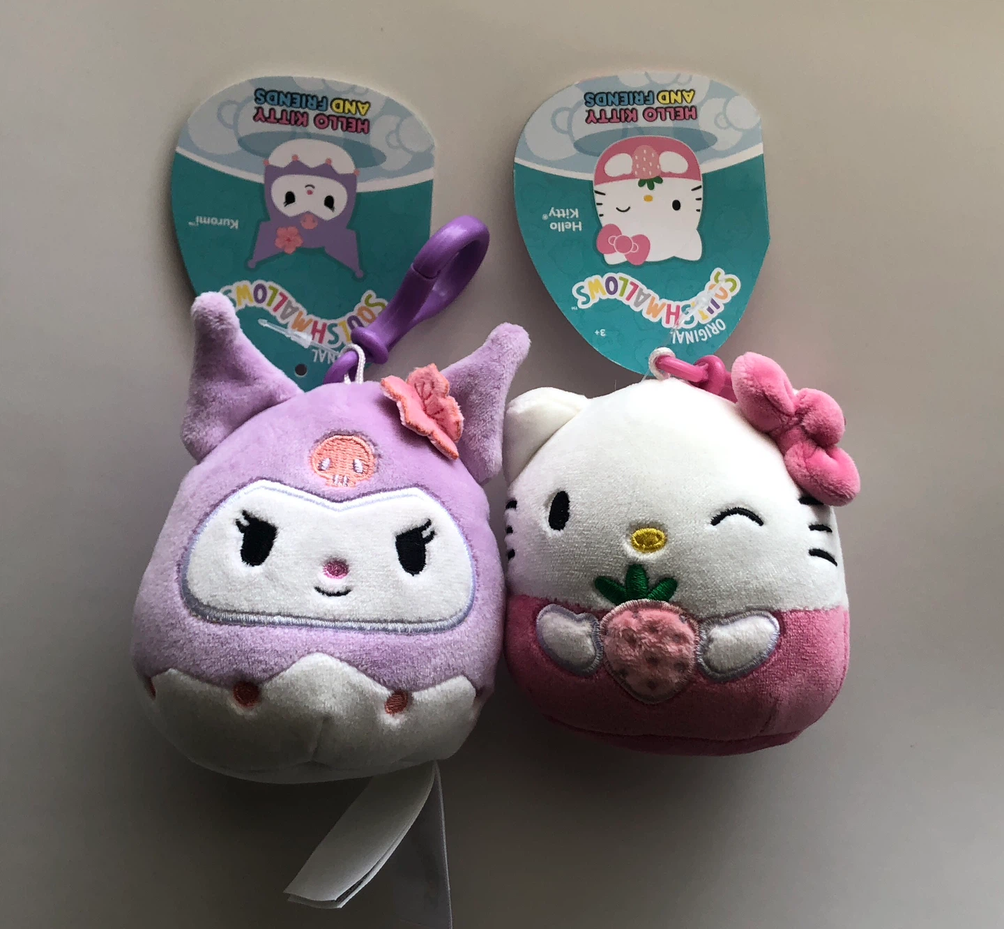 Squishmallows Hello Kitty and Kuromi Clip-Ons