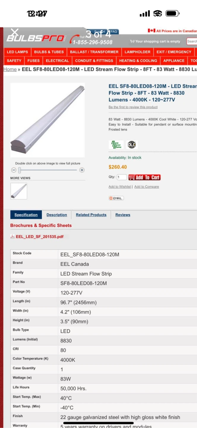 EEL Canada LED Stream Flow Strip Light - 8FT - photo 3