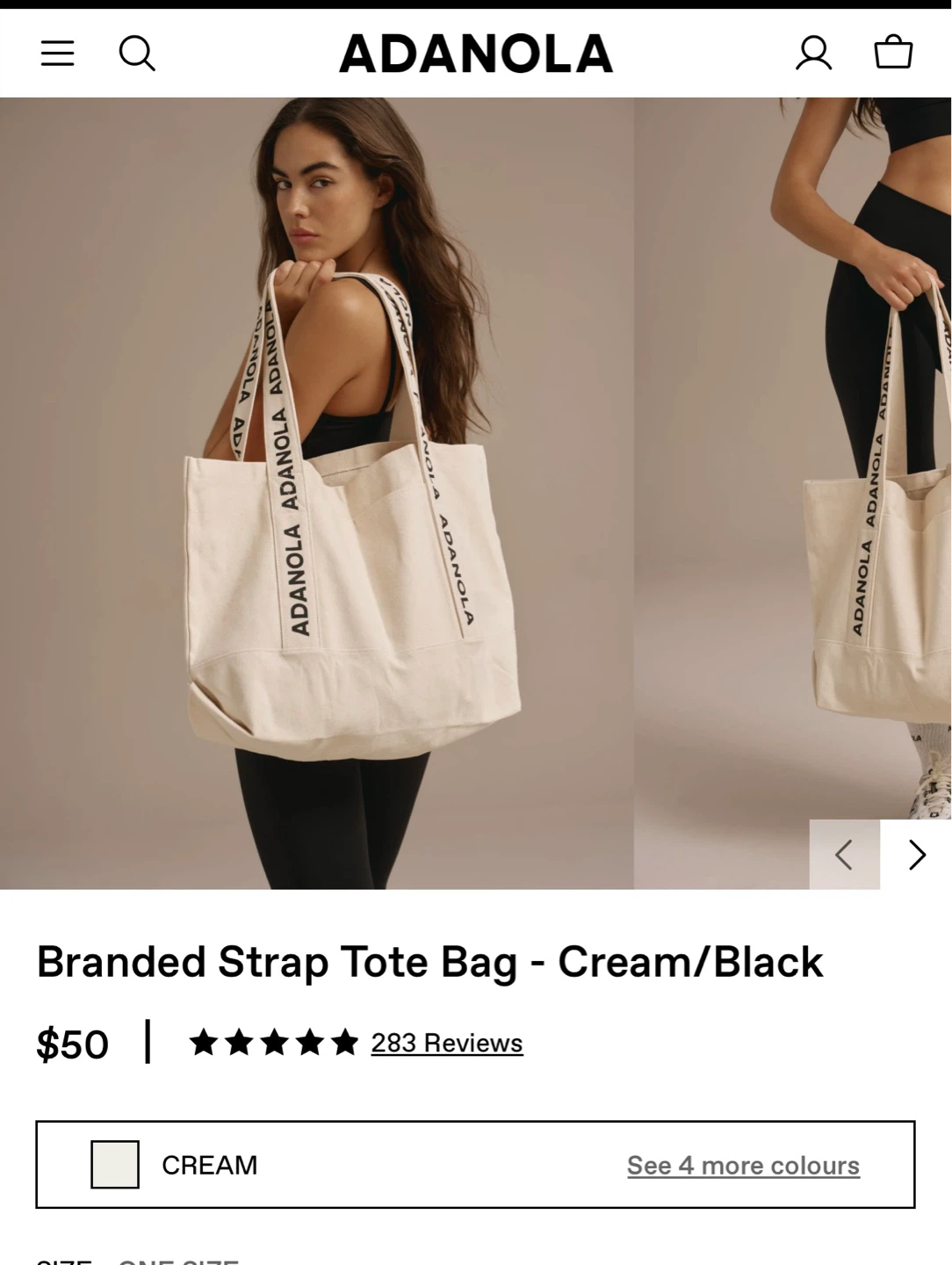 Adanola Branded Strap Tote Bag - Cream/Black - photo 2