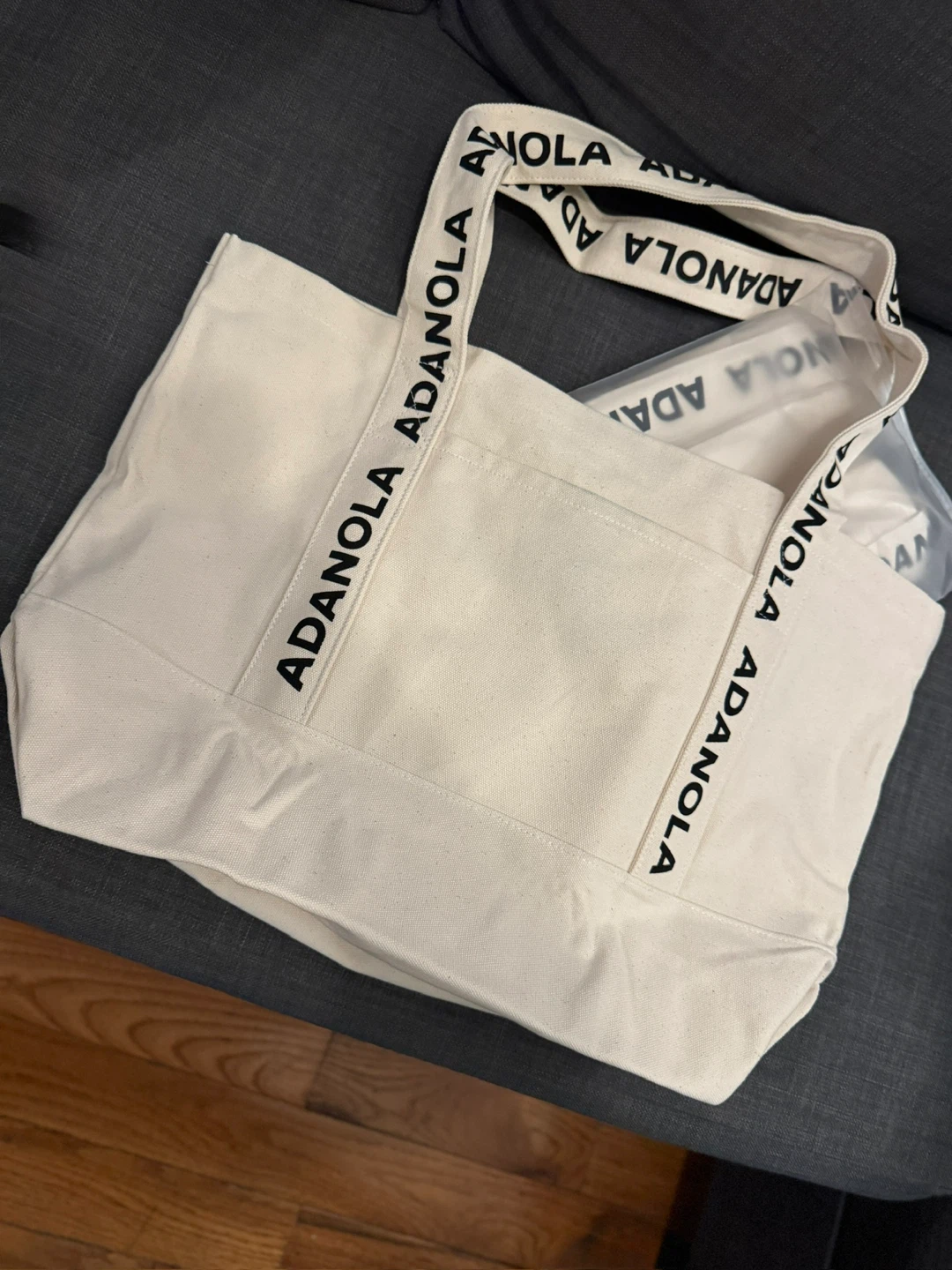 Adanola Branded Strap Tote Bag - Cream/Black