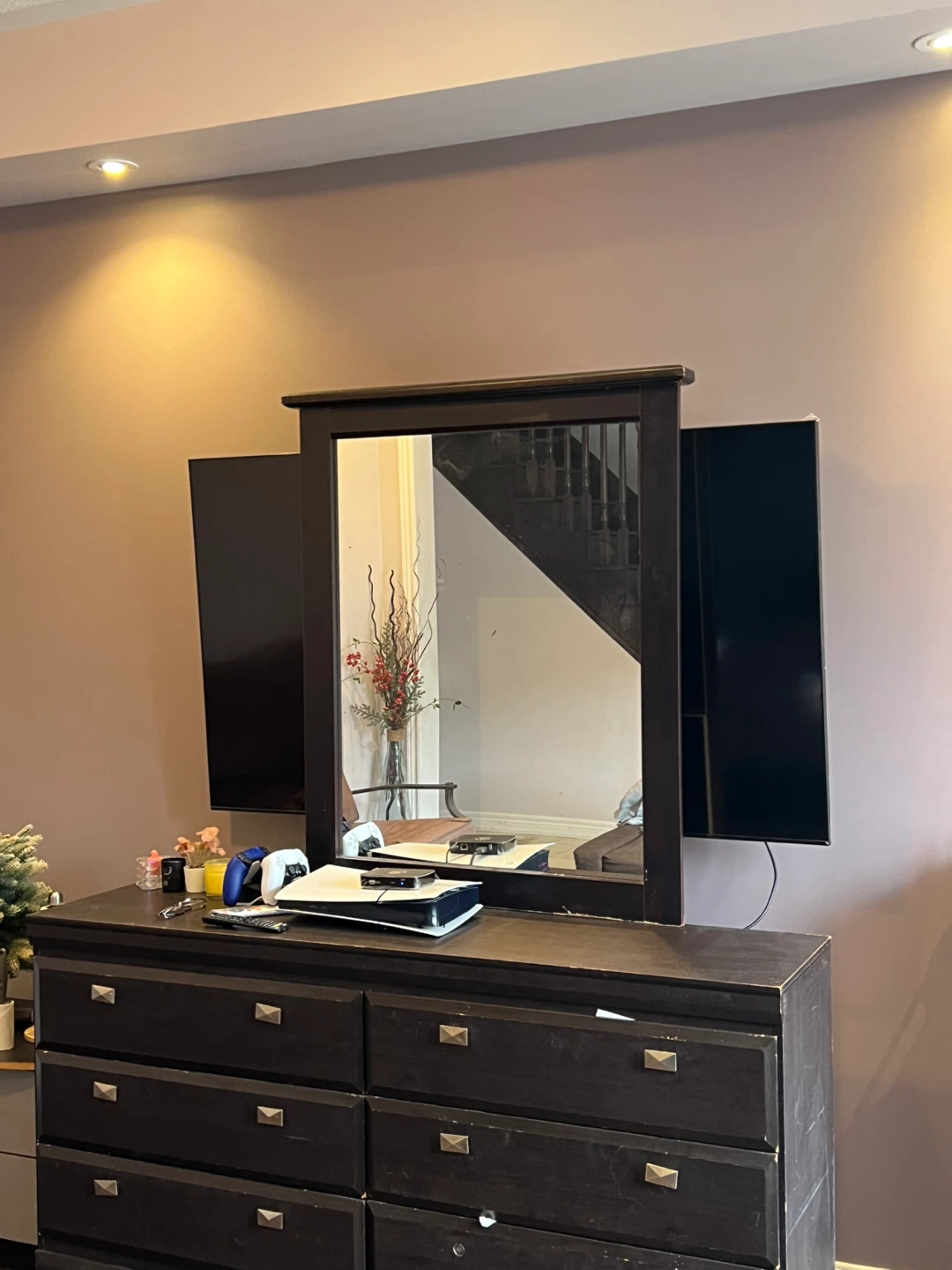 Dark Brown Dresser with Mirror - photo 2