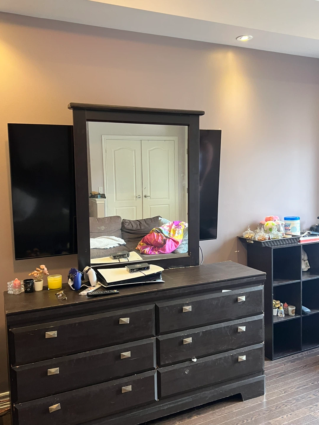 Dark Brown Dresser with Mirror