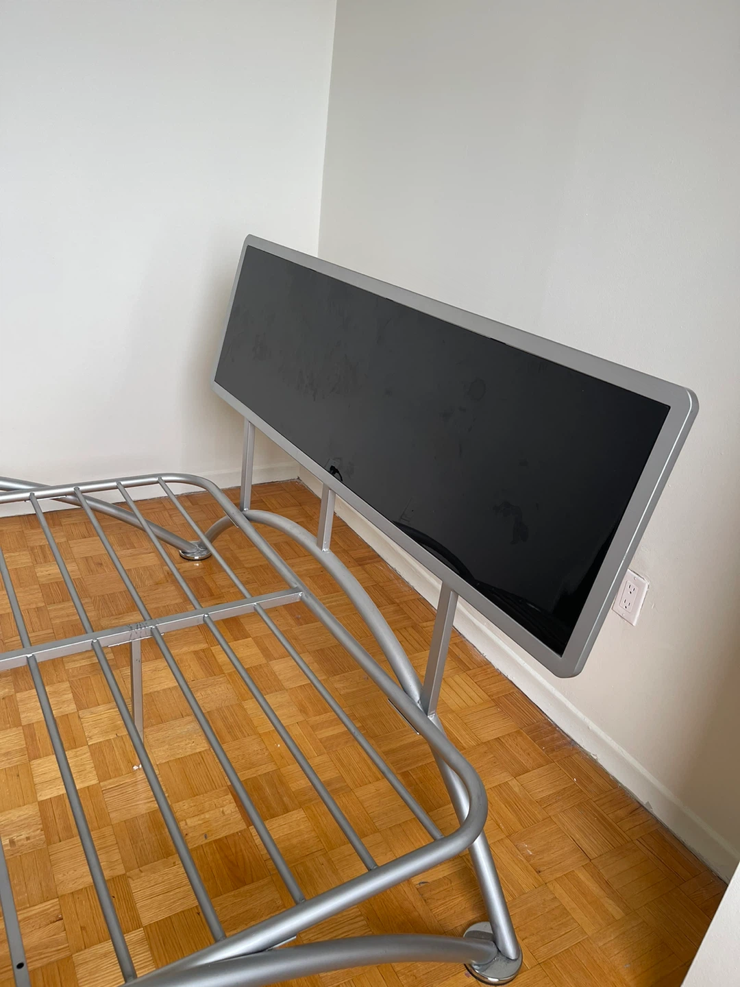 Modern Metal Bed Frame with Black headboard and nightstand - photo 3