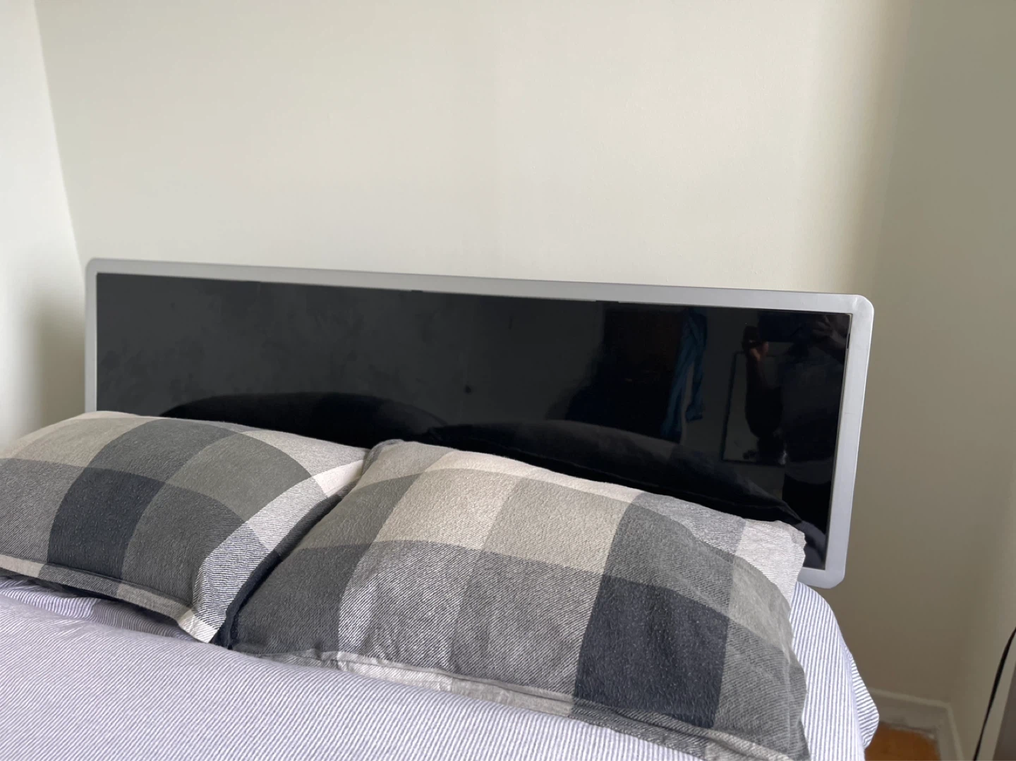 Modern Metal Bed Frame with Black headboard and nightstand - photo 2