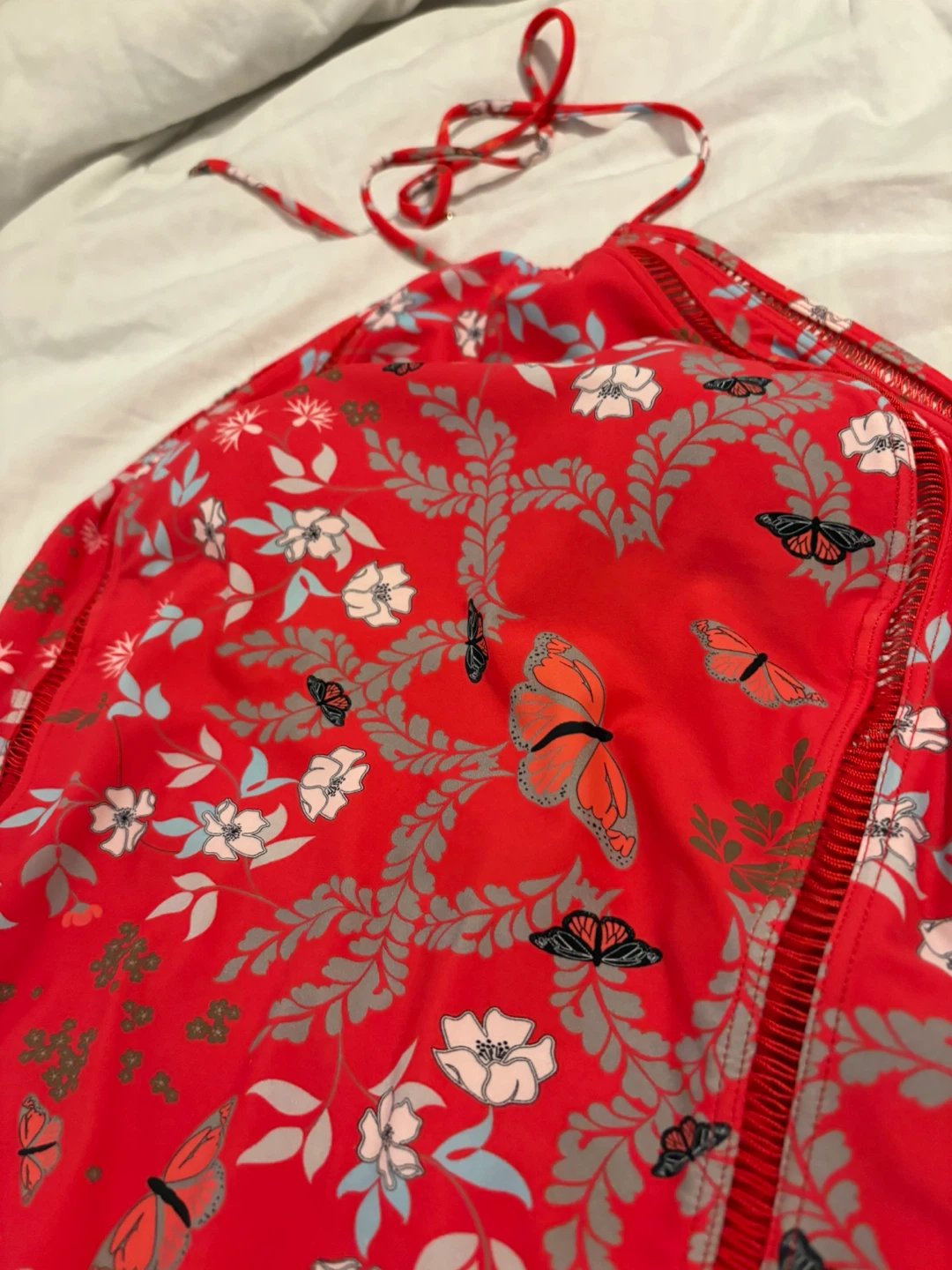 Ted Baker Red floral and butterfly print halter swimsuit size 8 - photo 2