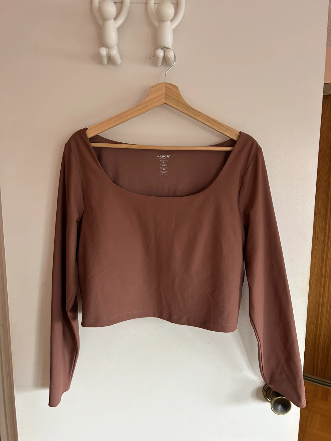 Activewear Brown Long Sleeve Cropped Top - XL