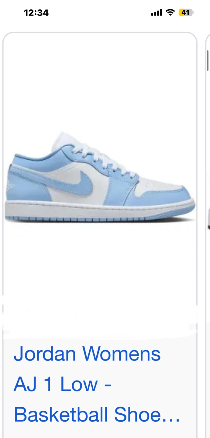Jordan 1 Low Women's- White/Light Blue - Size US 9 - photo 4