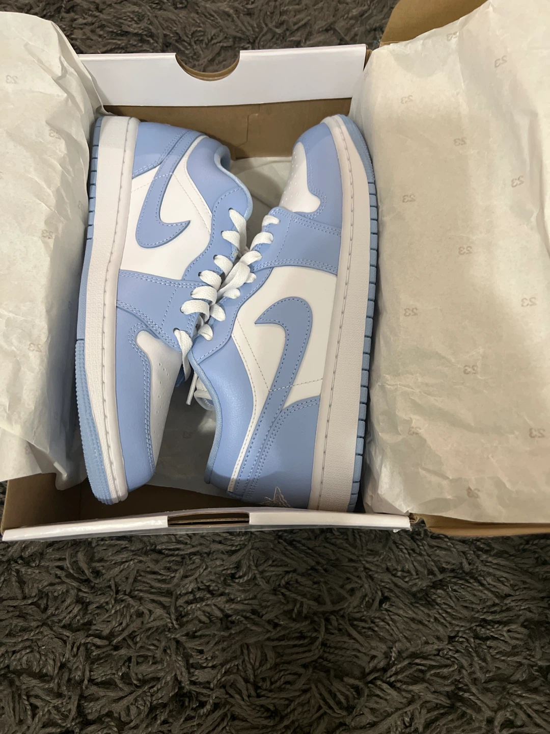 Jordan 1 Low Women's- White/Light Blue - Size US 9