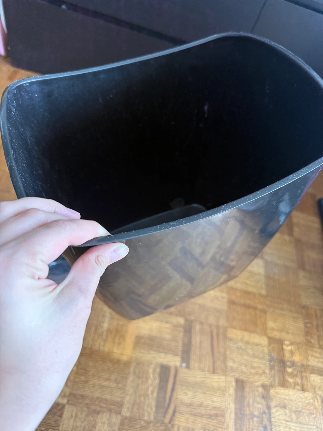 Black Plastic Wastebasket with Liner and Decorative Outer Sleeve - photo 4