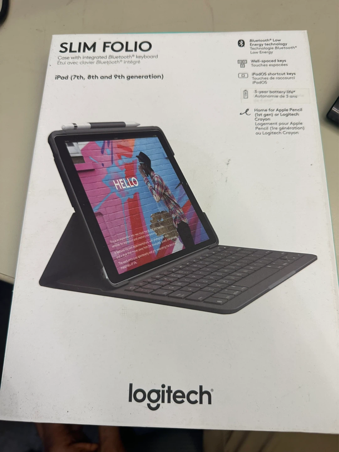 Slim folio keyboard for iPad 7th, 8th, and 9th generation