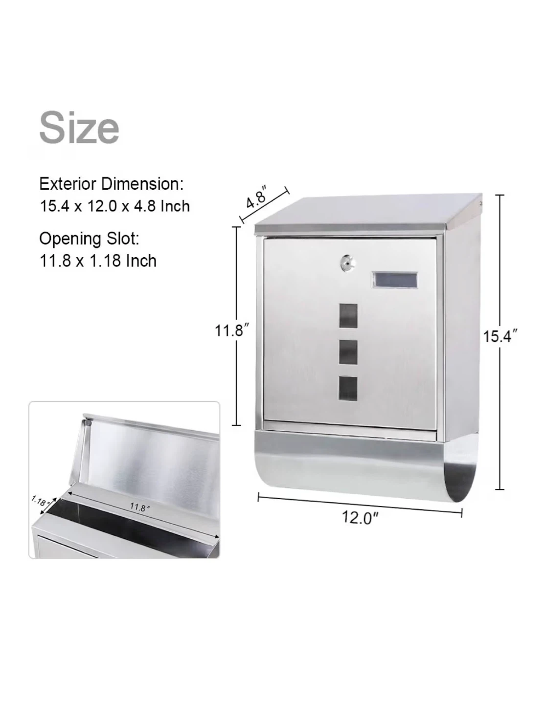 BNIB Stainless Steel Mailbox with Newspaper Compartment - photo 3