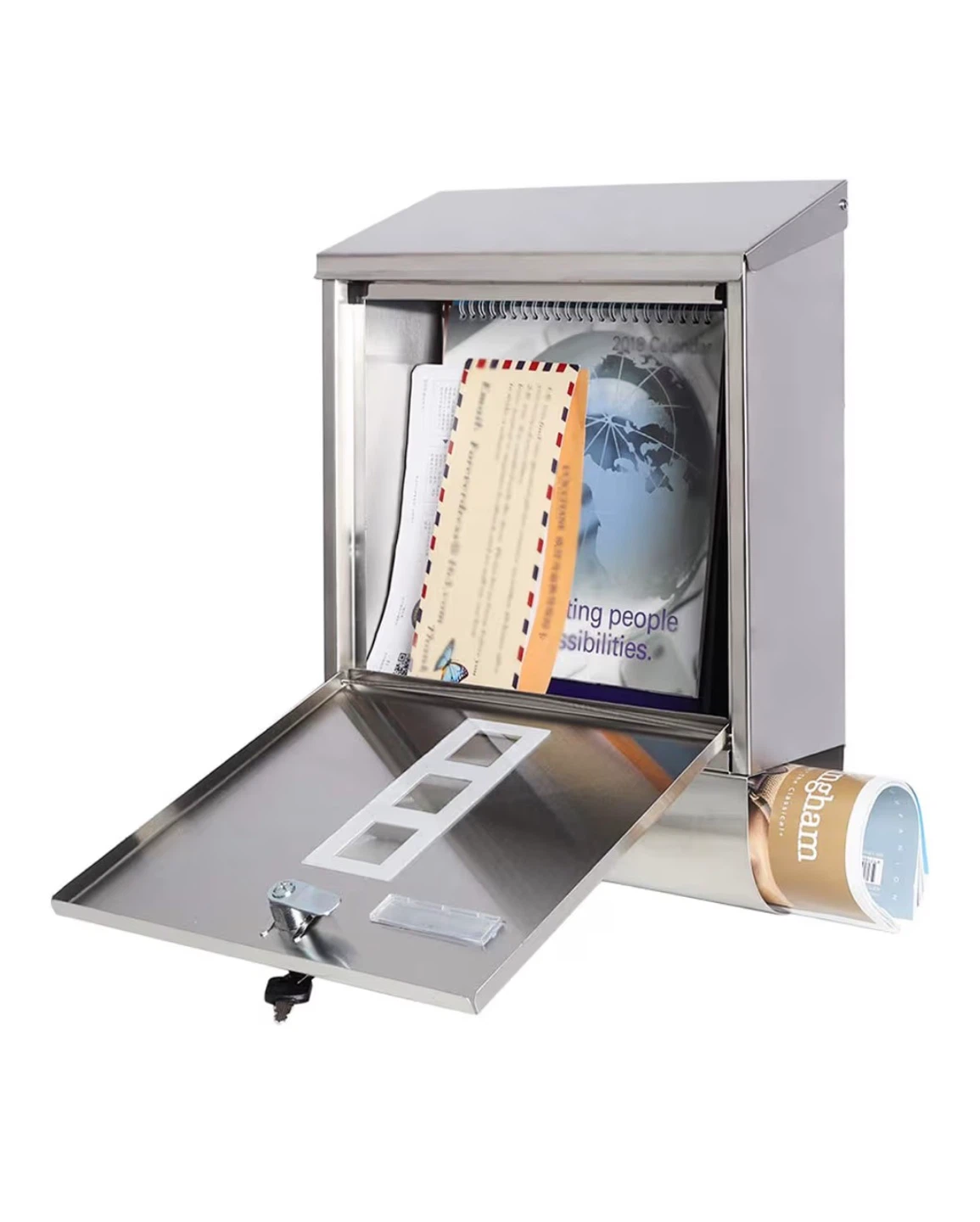 BNIB Stainless Steel Mailbox with Newspaper Compartment - photo 4