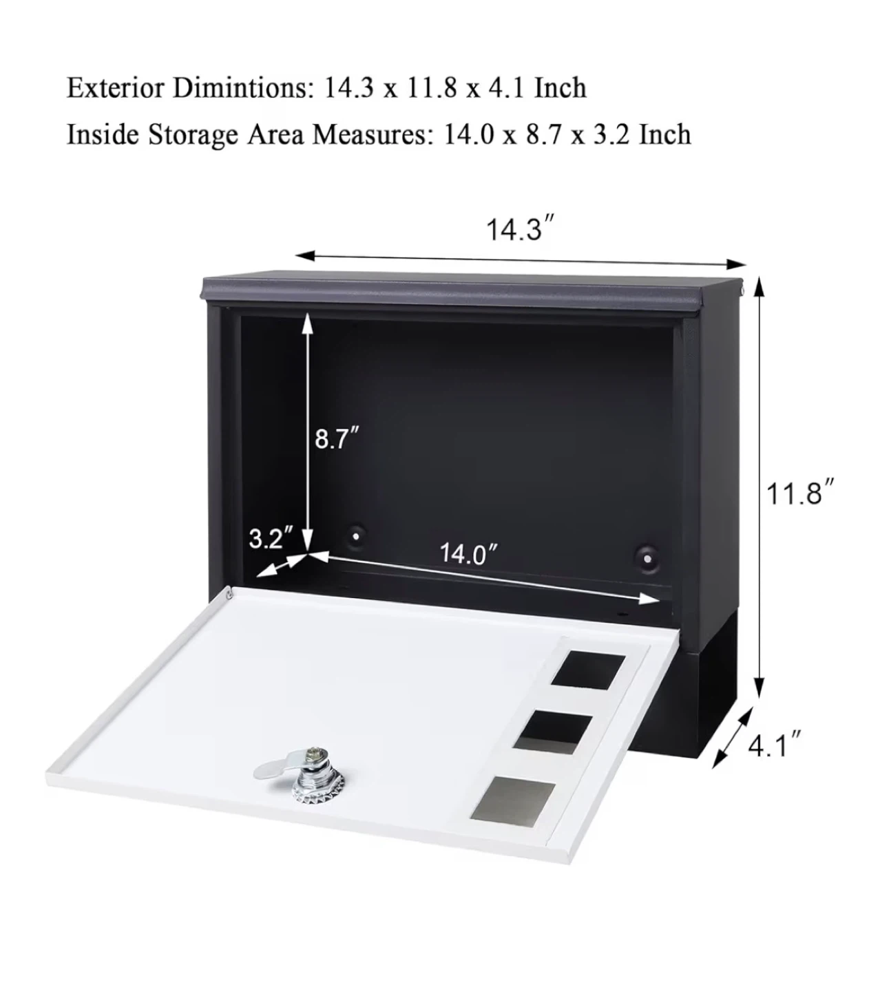 BNIB Locking Mailbox with Mail Slot - Black and White - photo 4