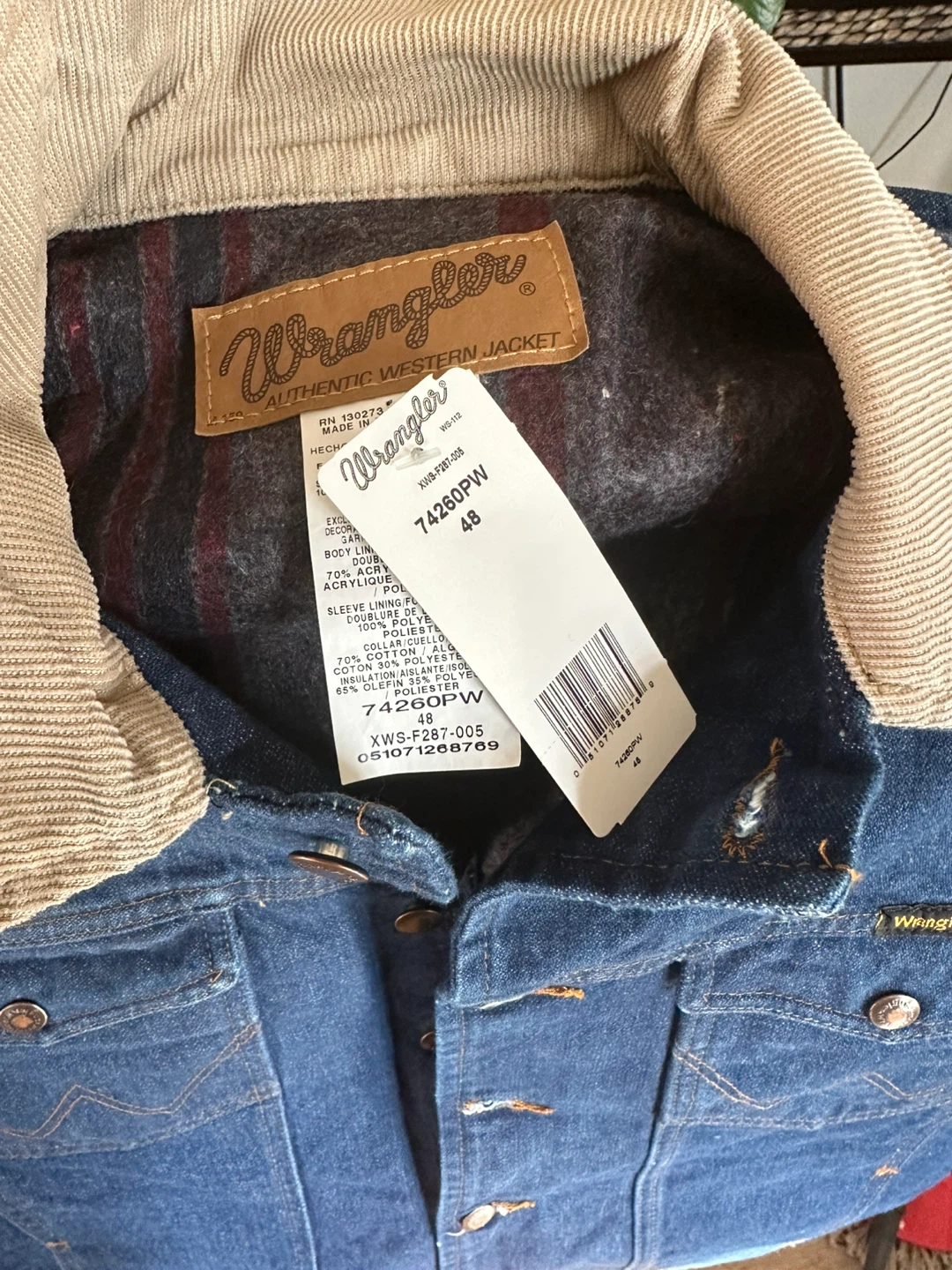 Wrangler Authentic Western Denim Jacket Size 48 - photo 3