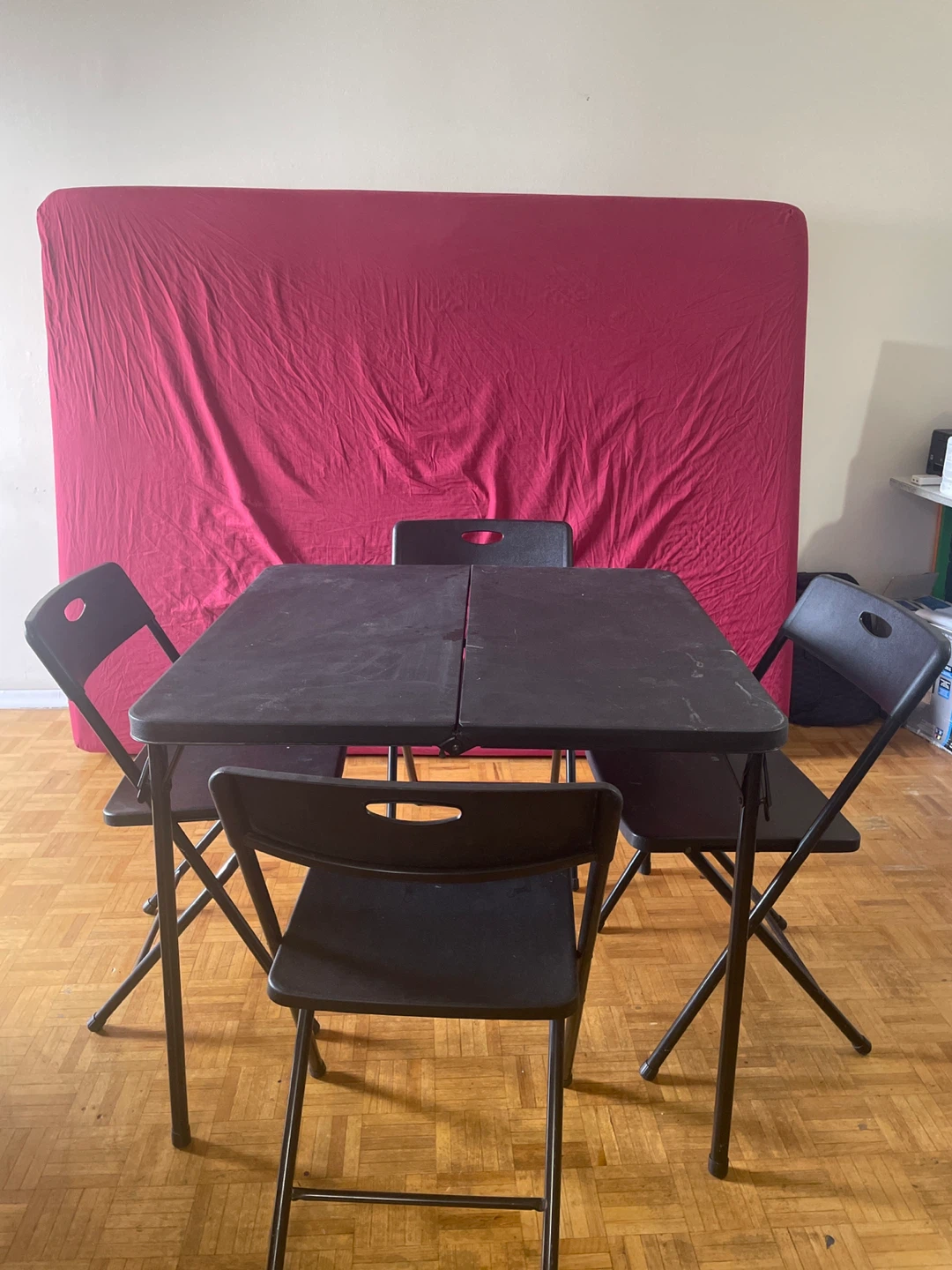 Black Folding Dining Table Set with 4 Chairs