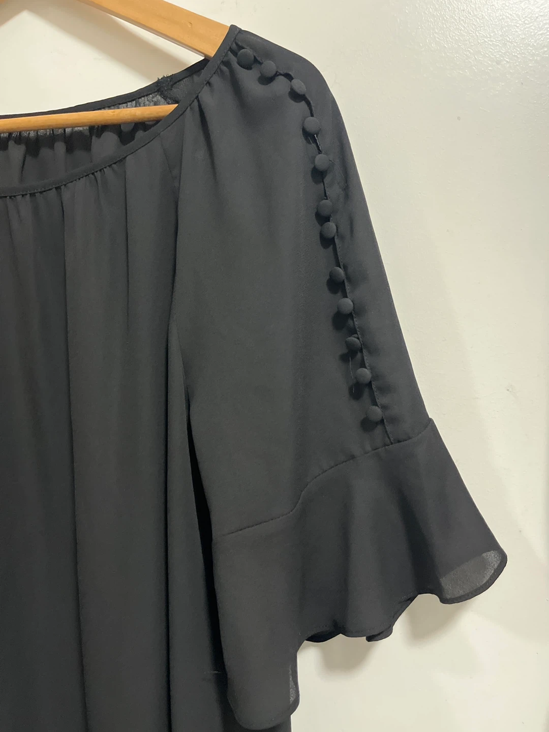 Black Blouse with Button Sleeve Detail - photo 2