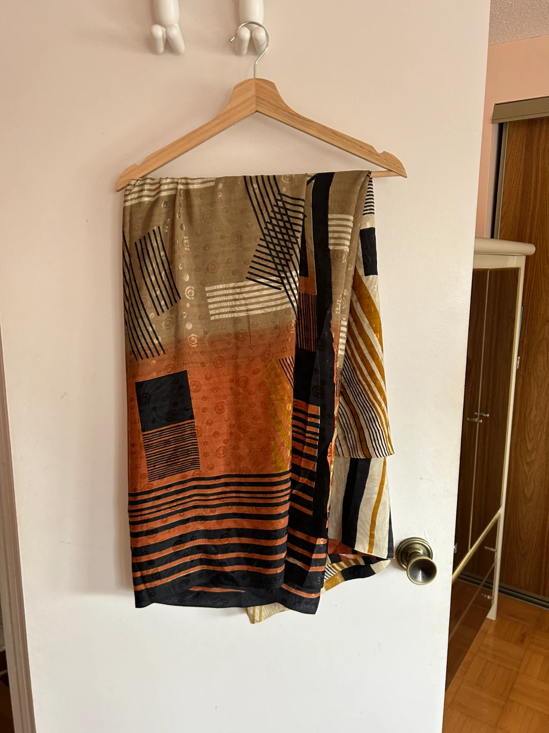 Fabric Saree with Geometric and Floral Print