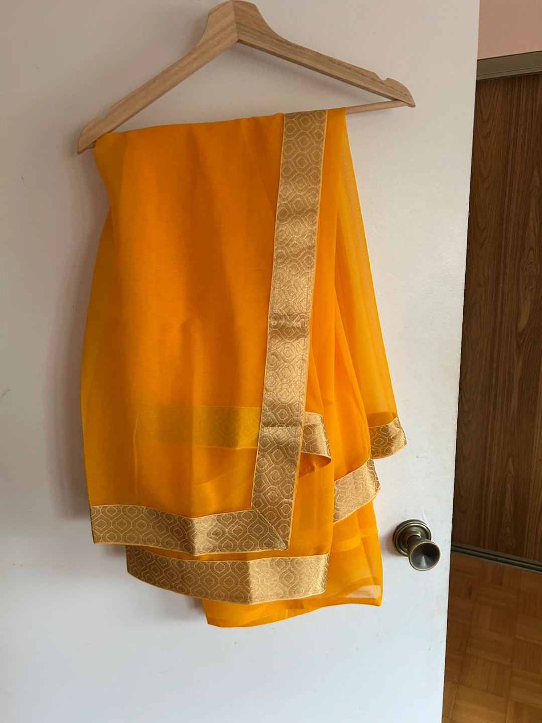 Yellow / Orange Saree with Gold Border