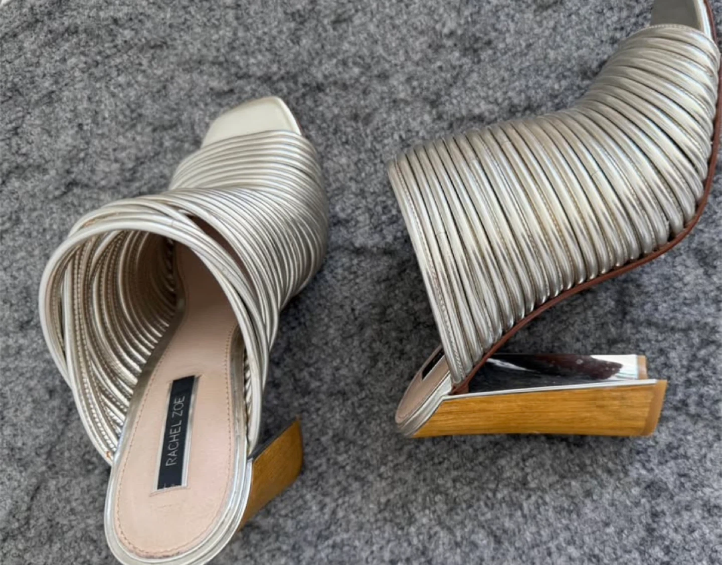 Rachel Zoe Metallic Leather Strappy Heels - photo 2