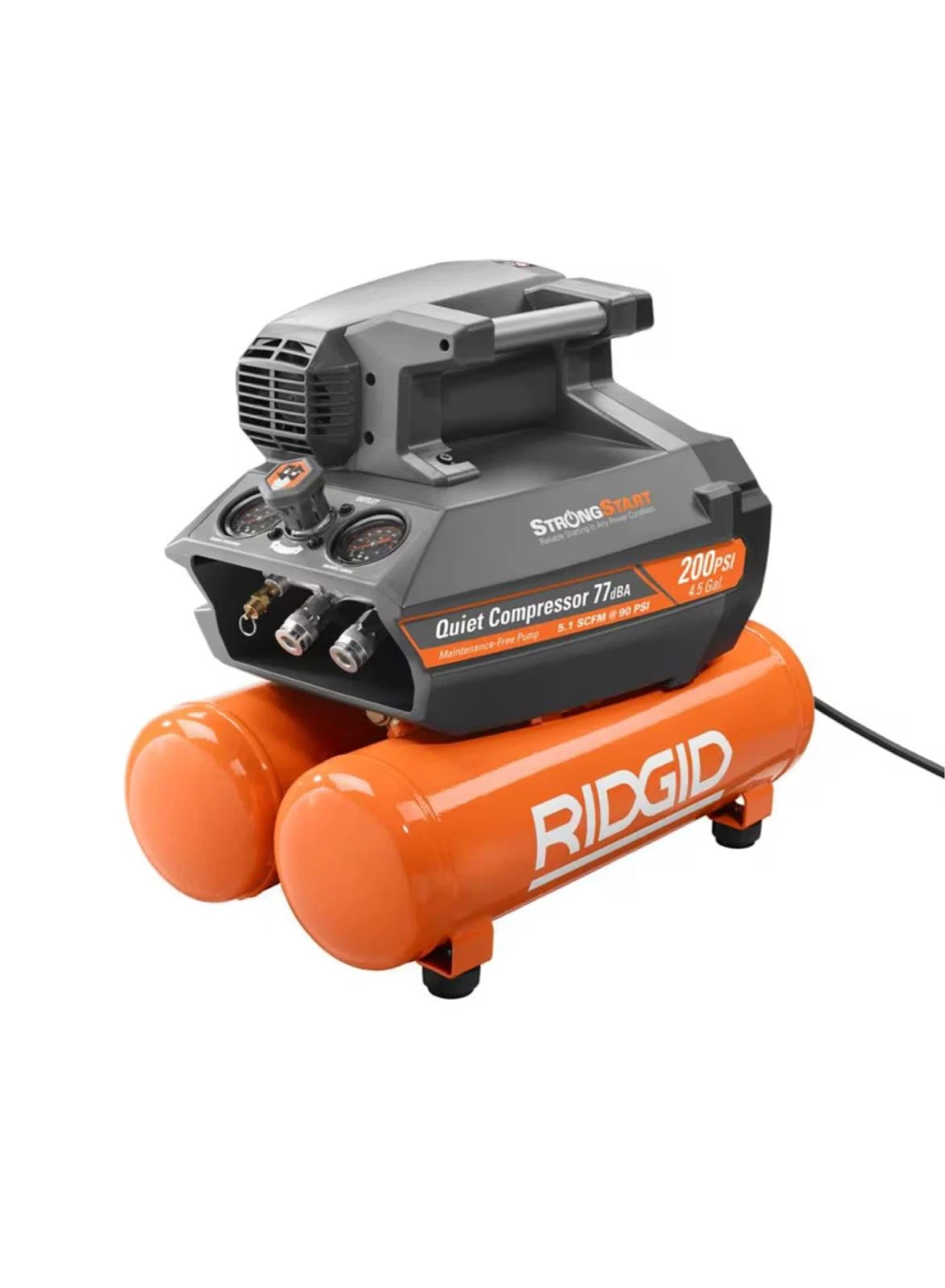 RIDGID Quiet Compressor 77dBA 4.5 Gal 200 PSI