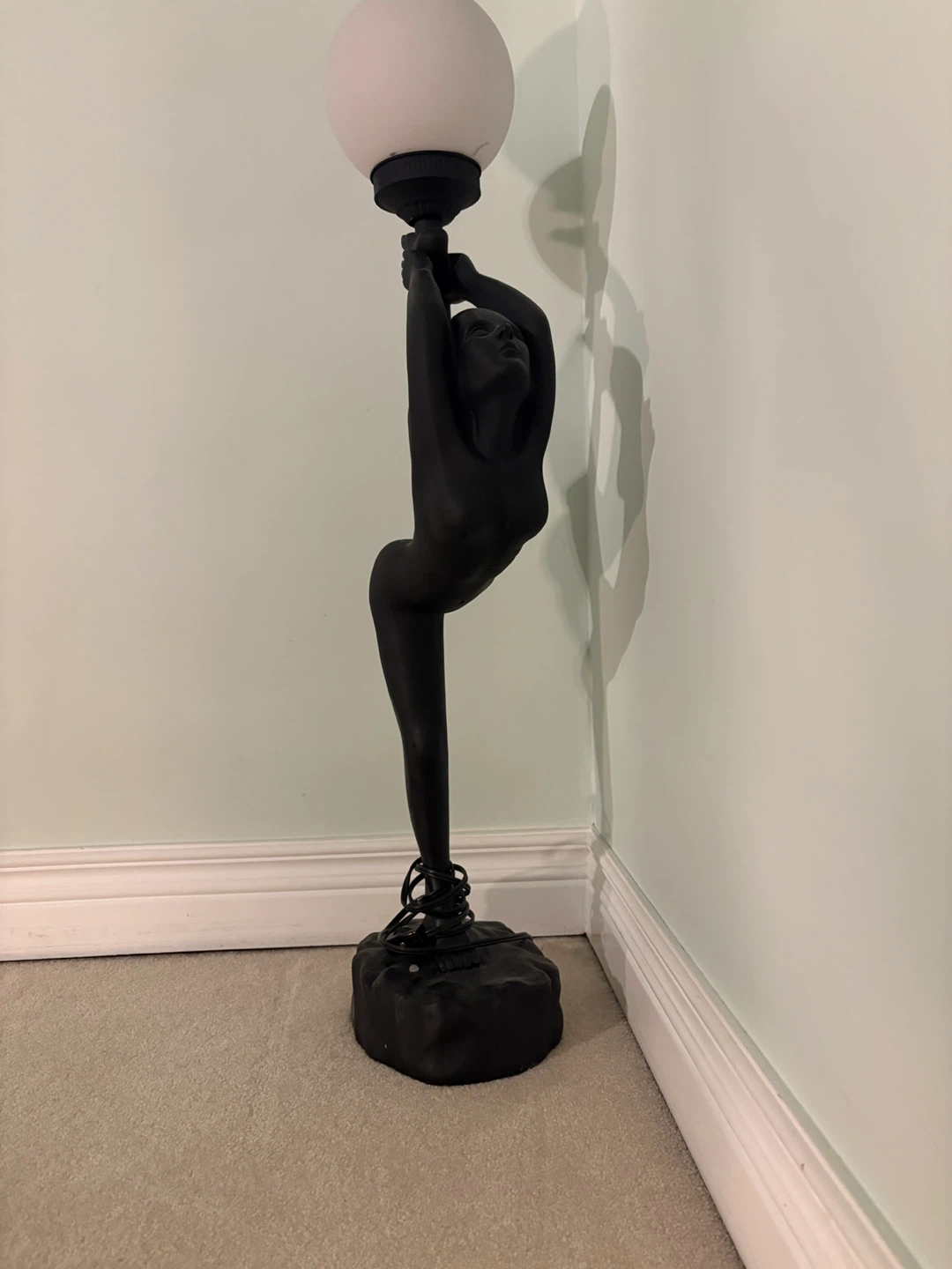 Art Deco Style Dancer Figurine Large Black Lamp