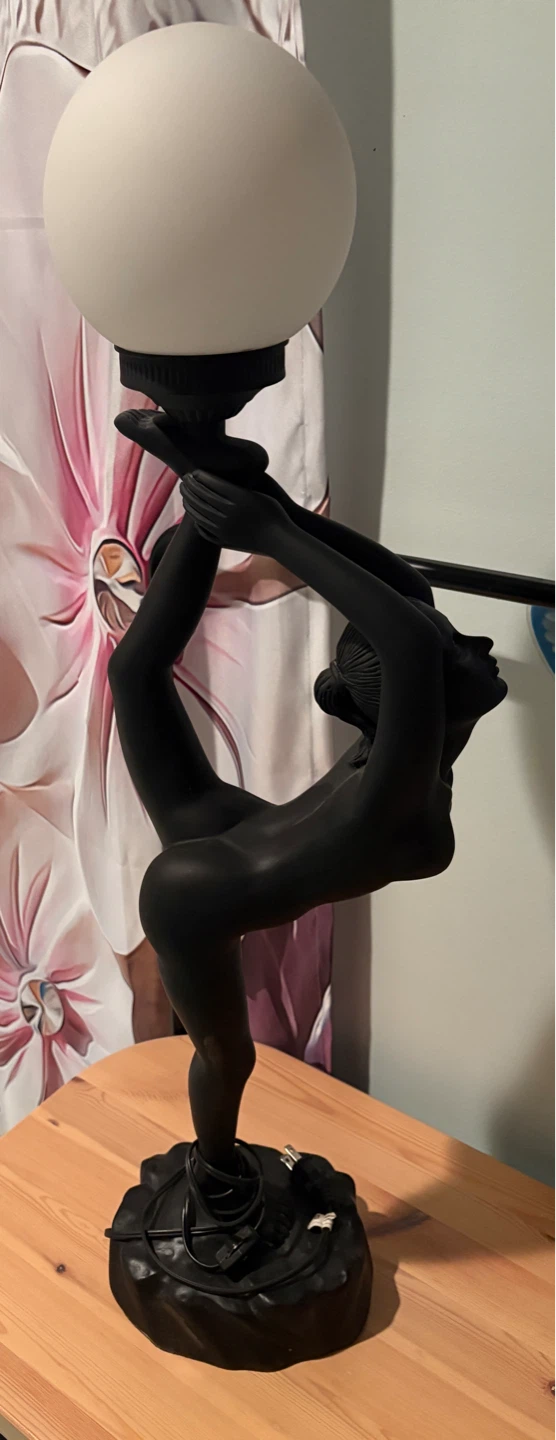 Art Deco Style Dancer Figurine Large Black Lamp - photo 2