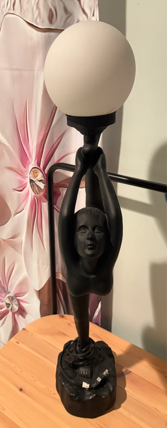 Art Deco Style Dancer Figurine Large Black Lamp - photo 5