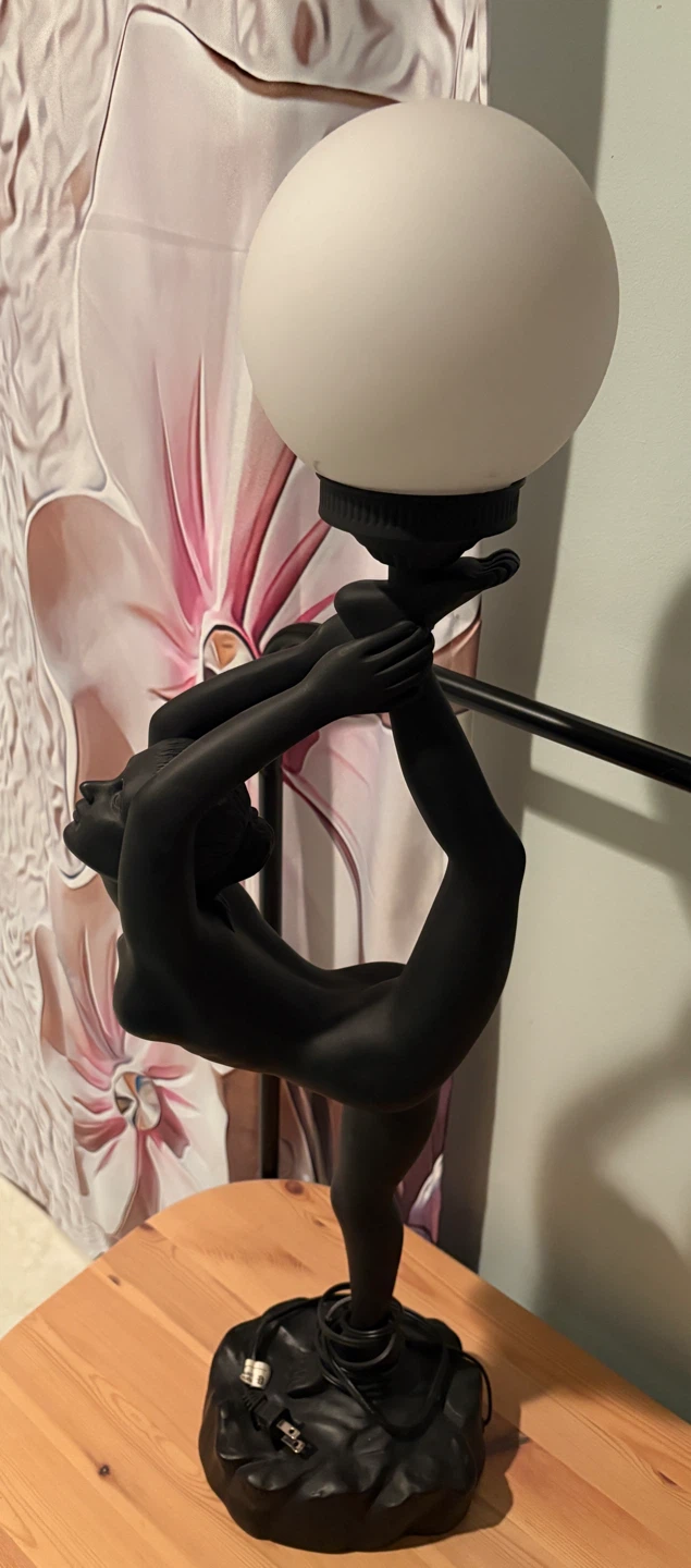 Art Deco Style Dancer Figurine Large Black Lamp - photo 4