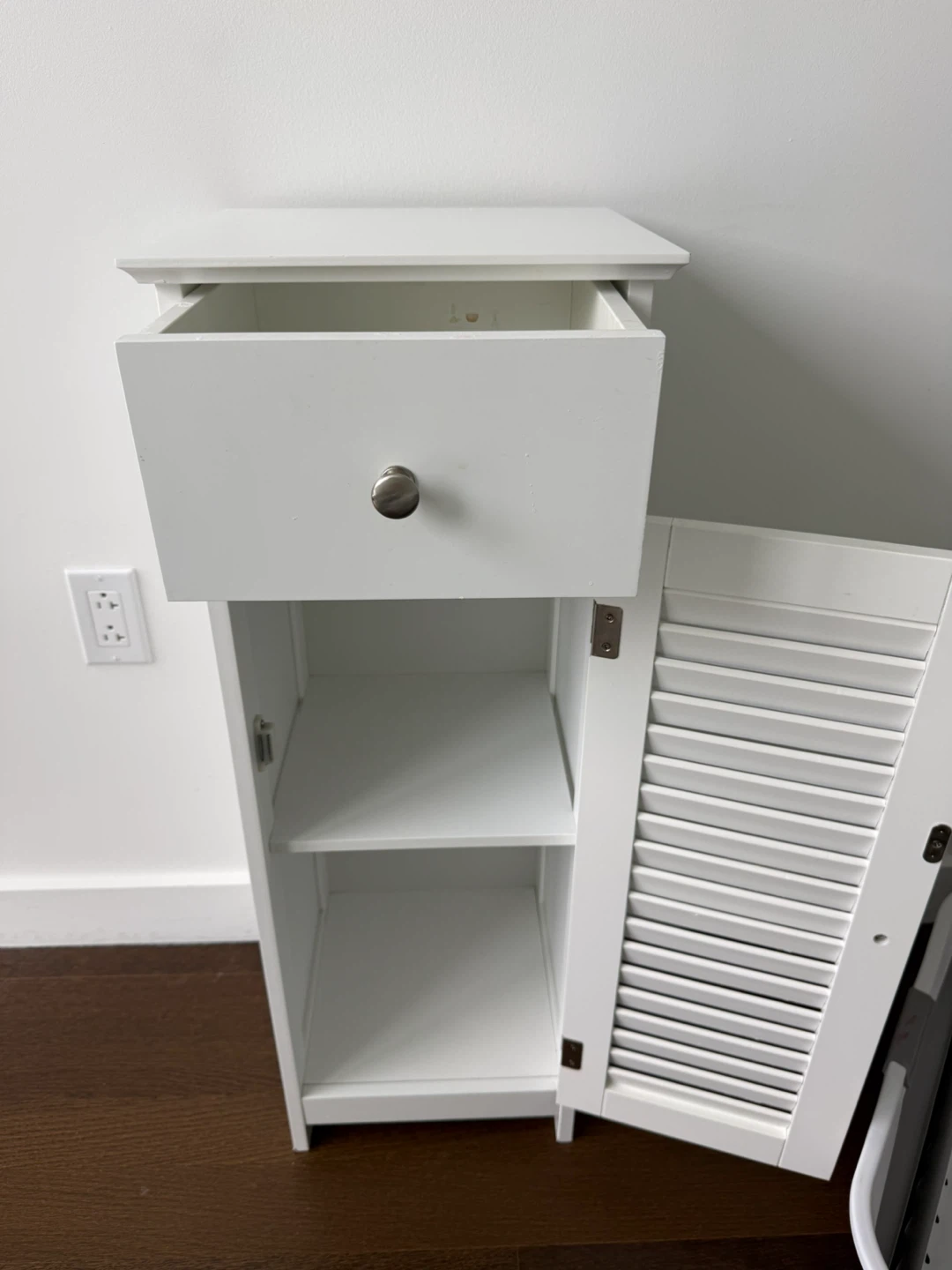 White Slim Storage Cabinet with Drawer and Door - photo 2