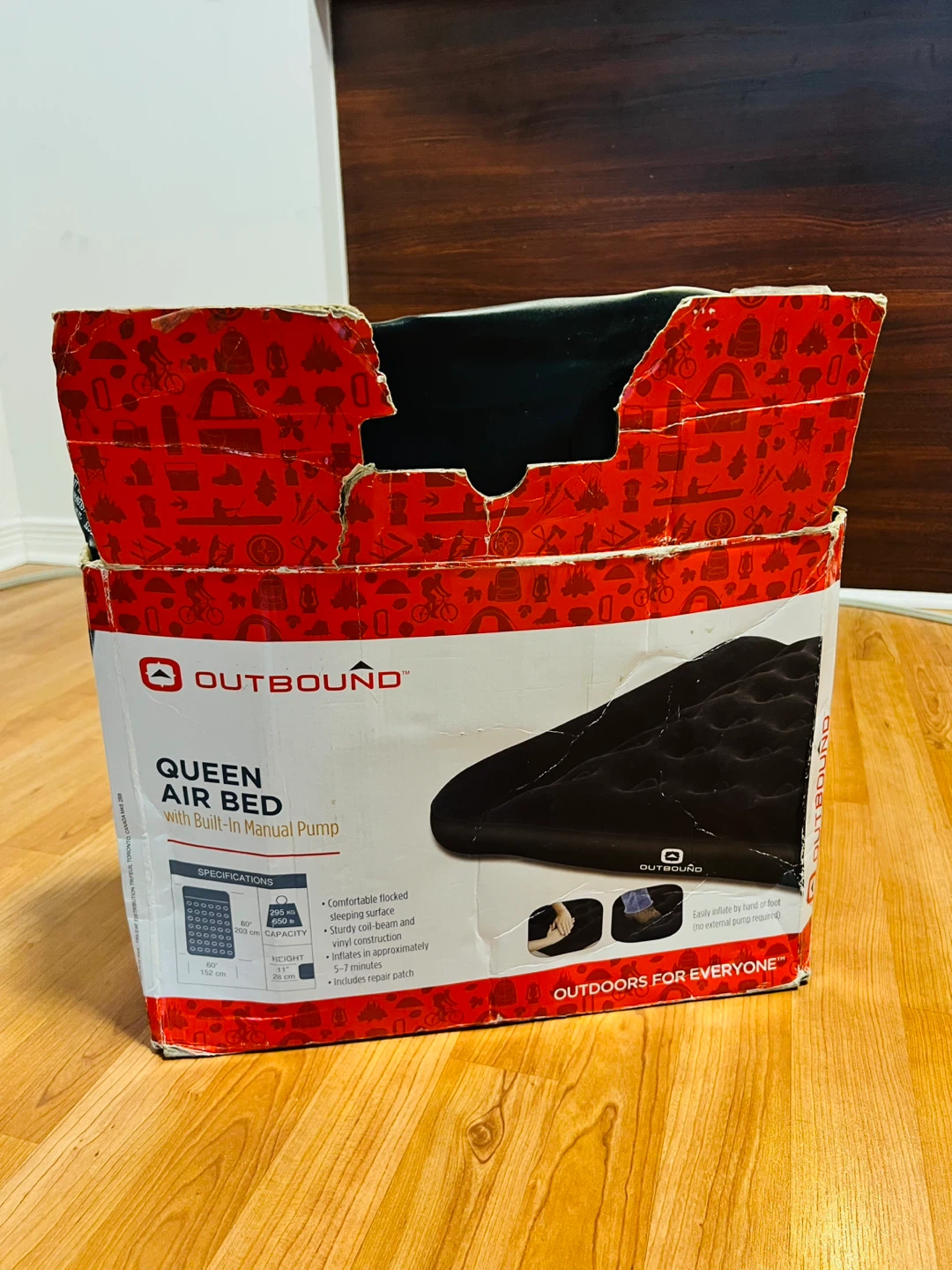 Outbound Queen Airbed with Built-In Manual Pump