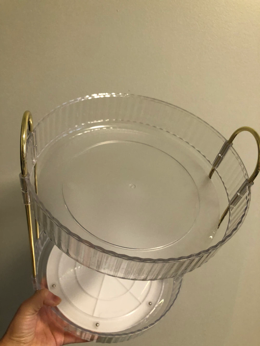 2-Tier Clear Rotating Vanity Tray with Gold Accents - photo 2