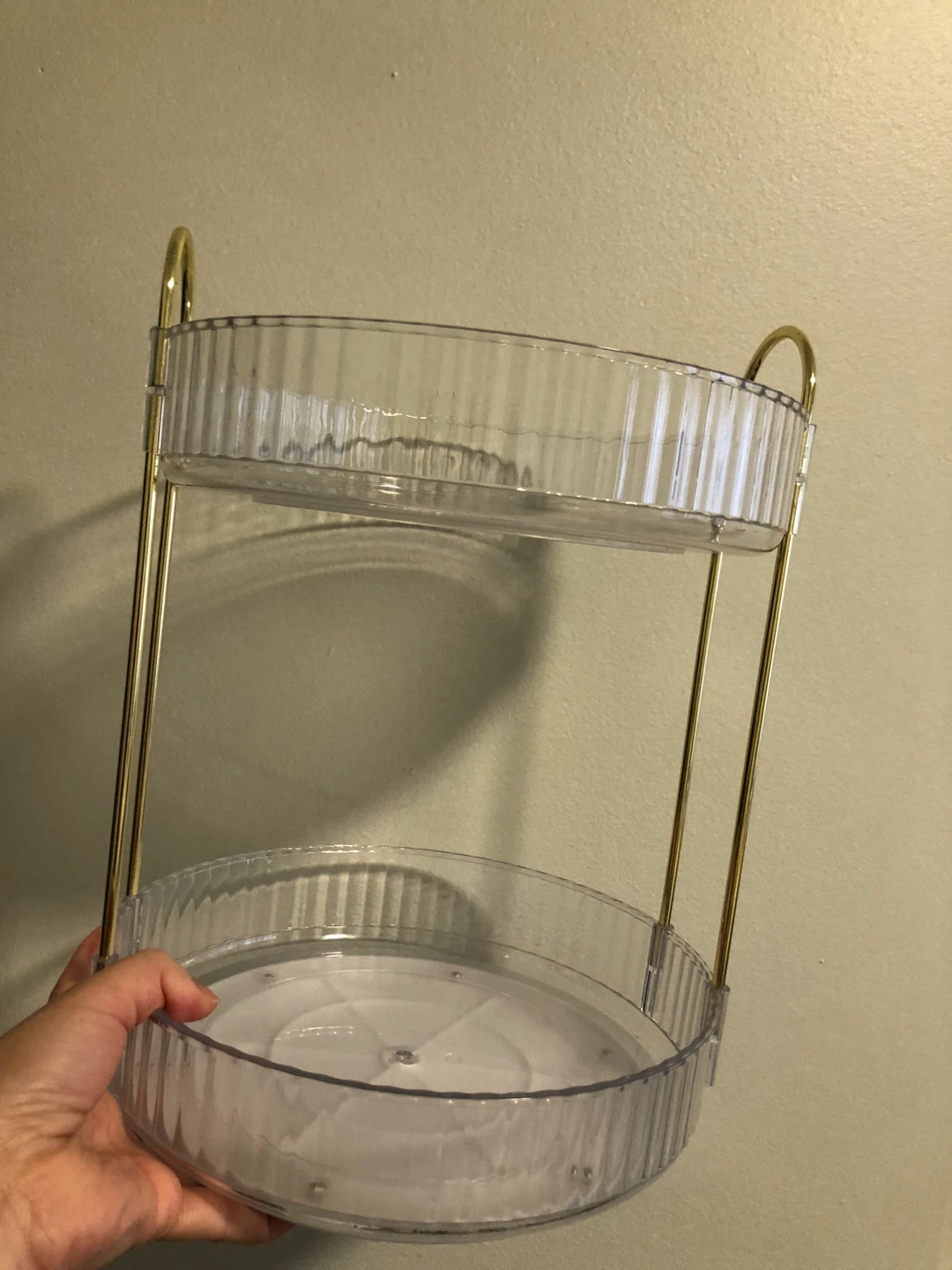 2-Tier Clear Rotating Vanity Tray with Gold Accents - photo 4