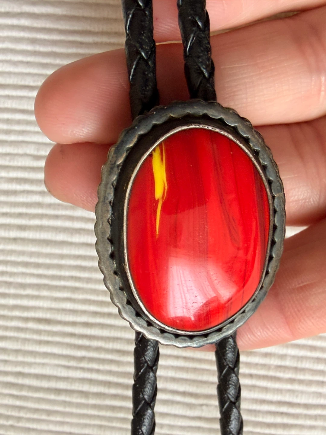 Sterling Silver Bolo Tie with Red Jasper