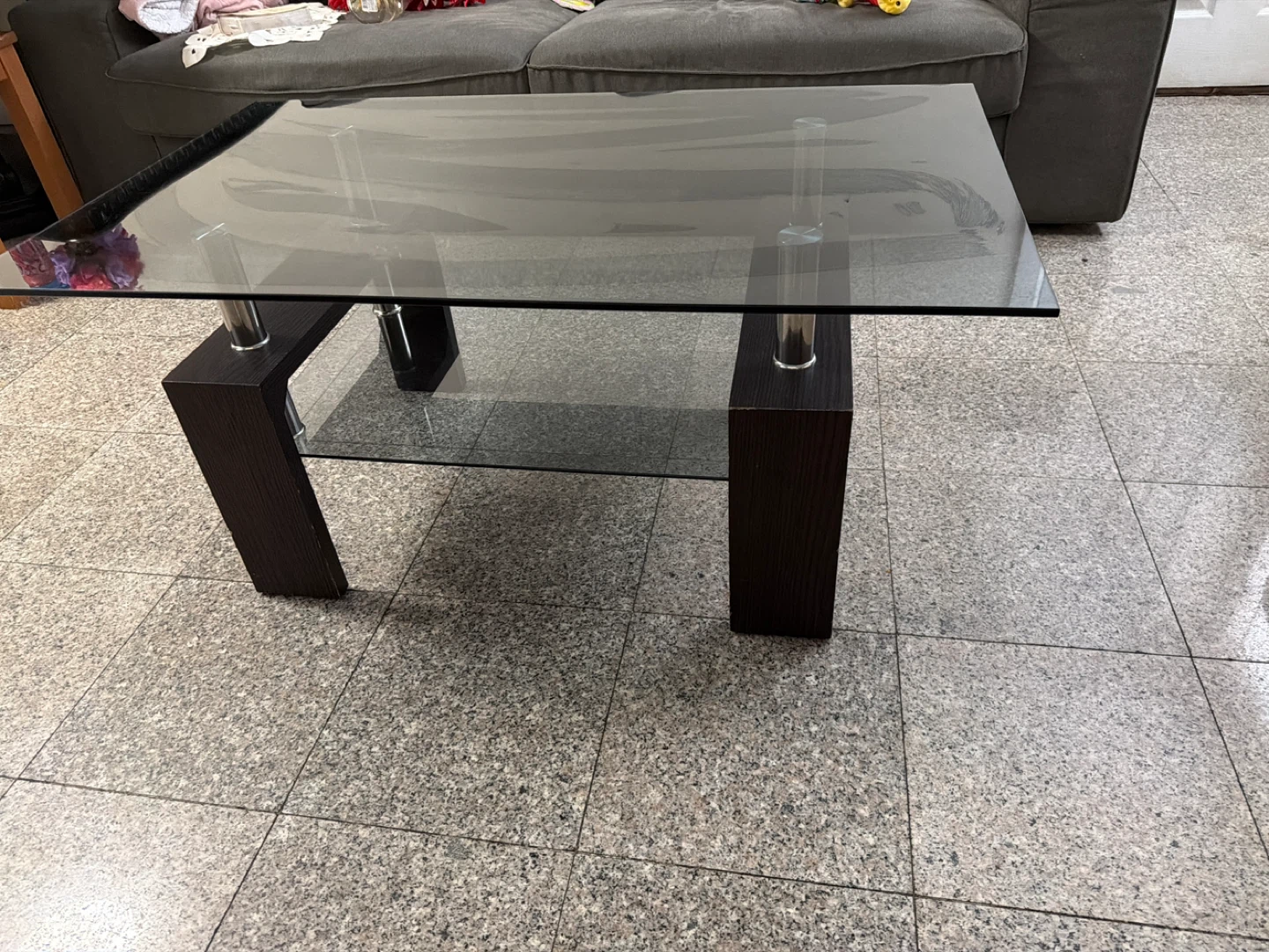 Glass and Wood Coffee Table