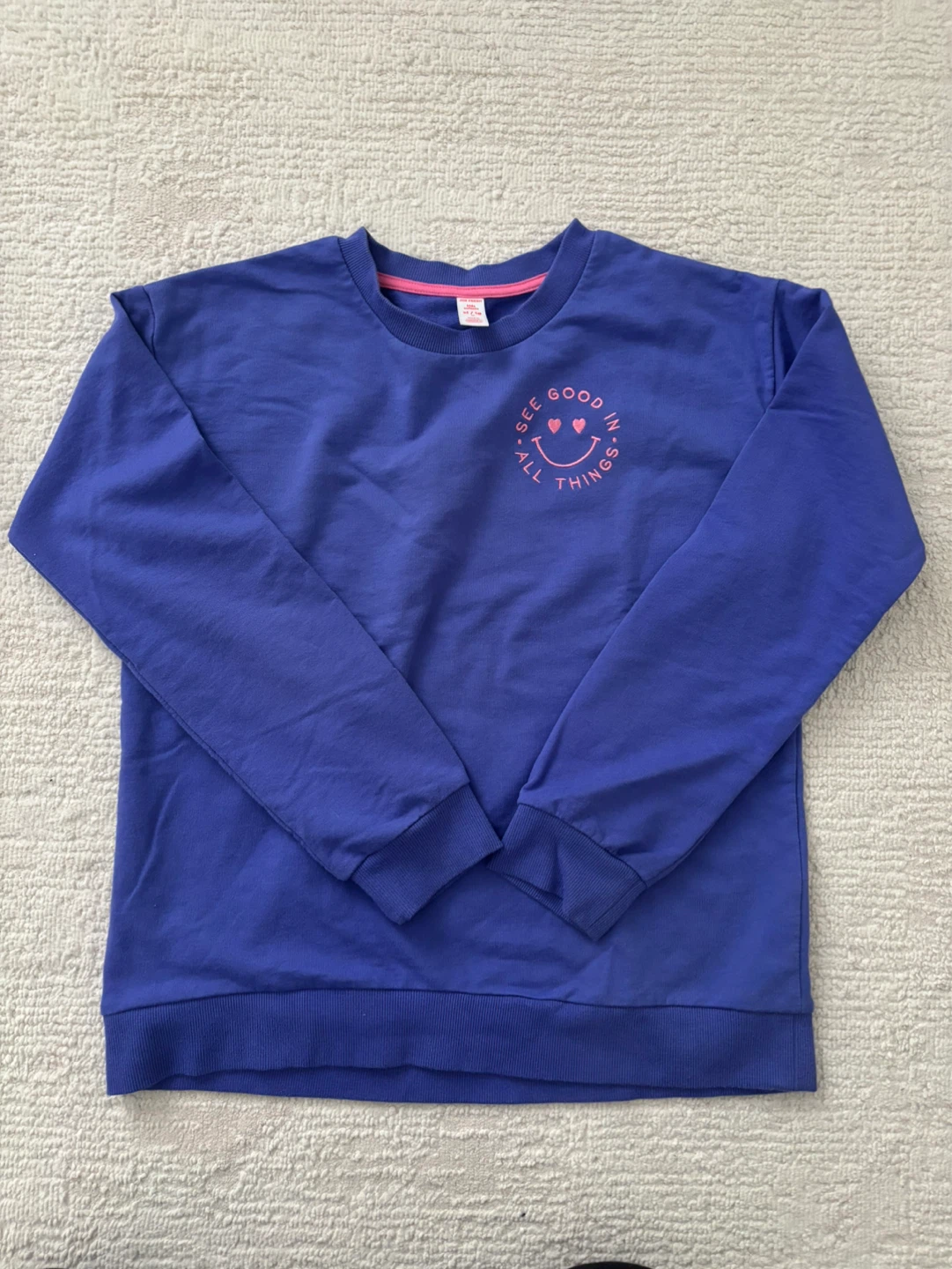 Purple Crewneck Sweatshirt with "See Good In All Things" Graphic