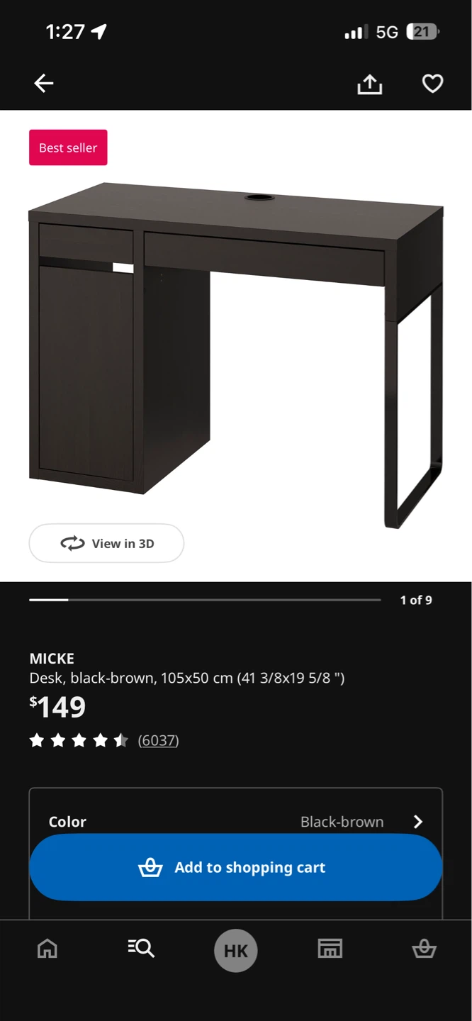 IKEA MICKE Desk - Black-brown - photo 4