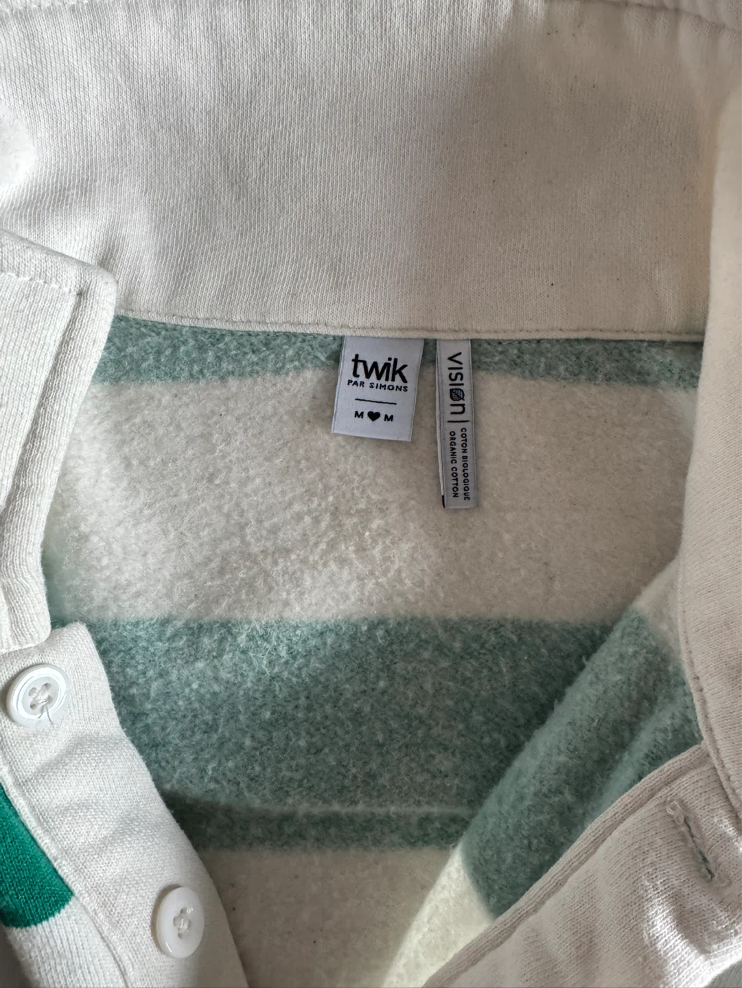 Twik par Simons Rugby Shirt Green/White Stripe Size M - photo 3