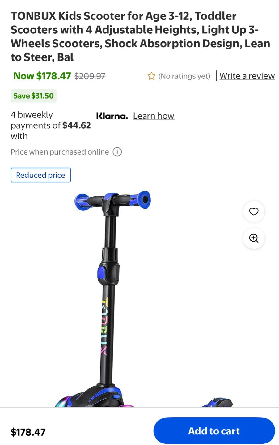 TONBUX Kids Scooter - Blue/Black