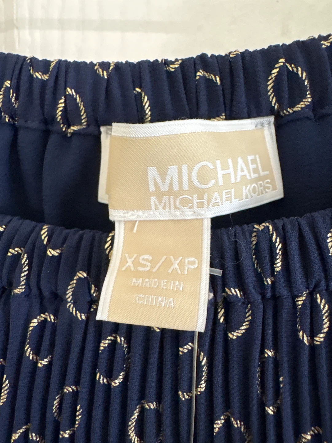 Michael Kors Navy Blue & Gold Circle Print Dress XS - photo 4