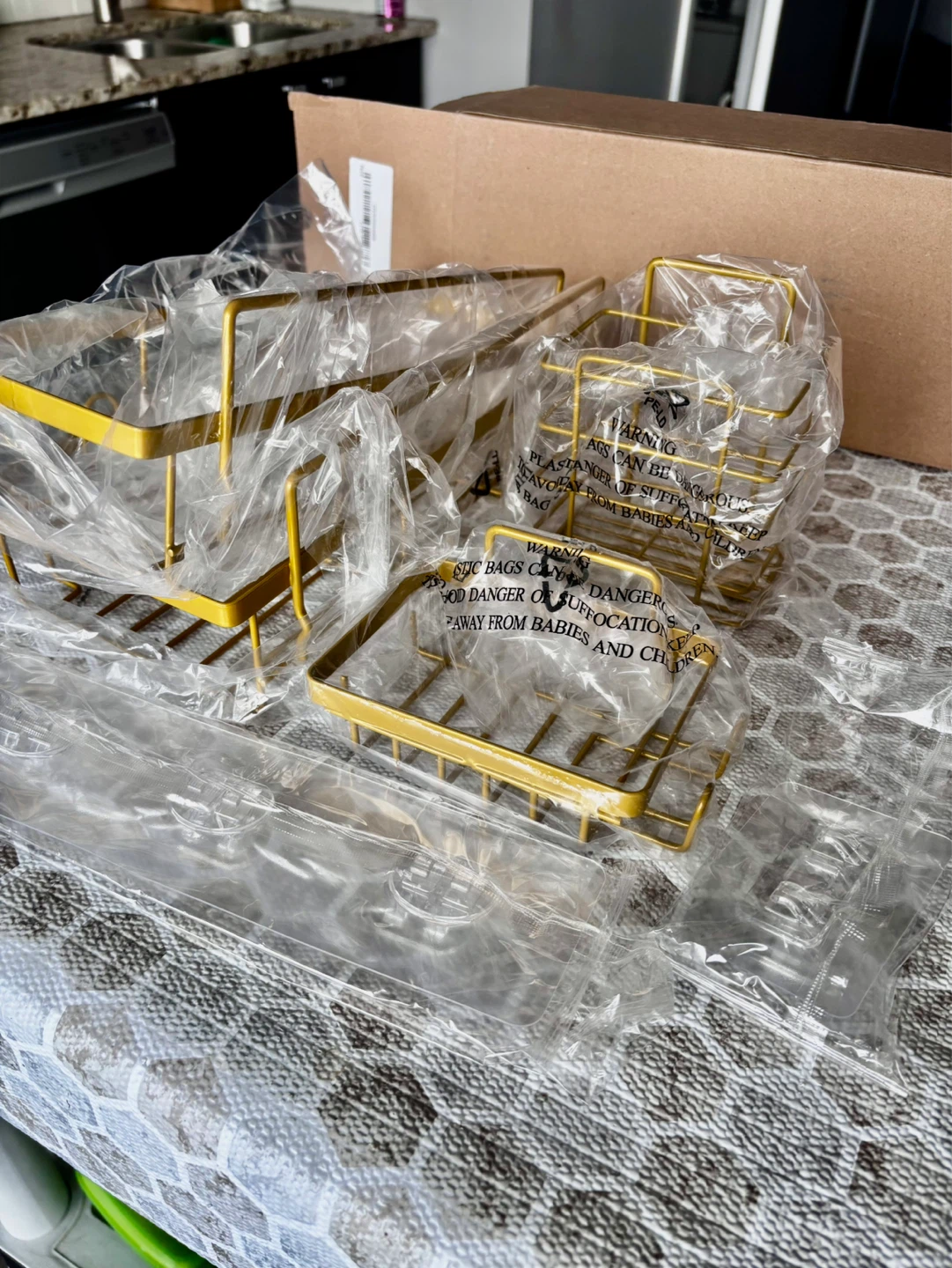 *NEW* Gold Metal Shower Caddy Set - Bathroom Organizers - photo 3