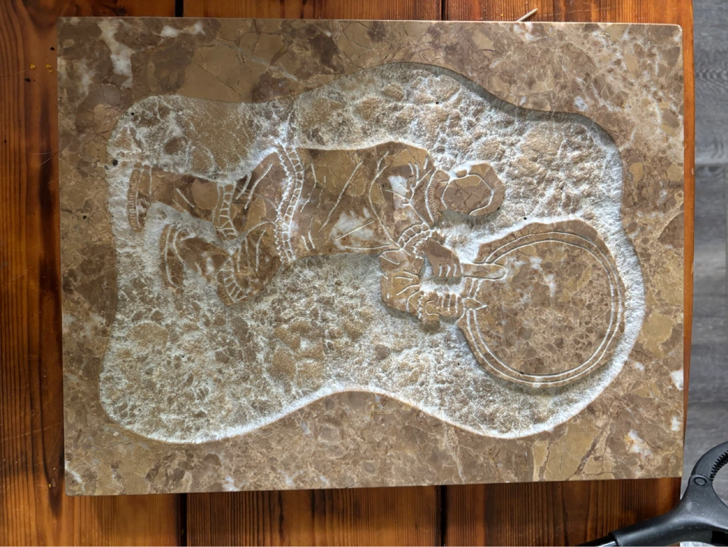 Marble Carving Plaque with Drummer Design
