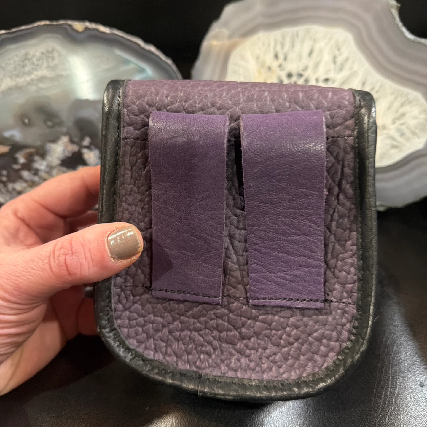 Purple Leather Pouch with Celtic Knot Design - photo 2