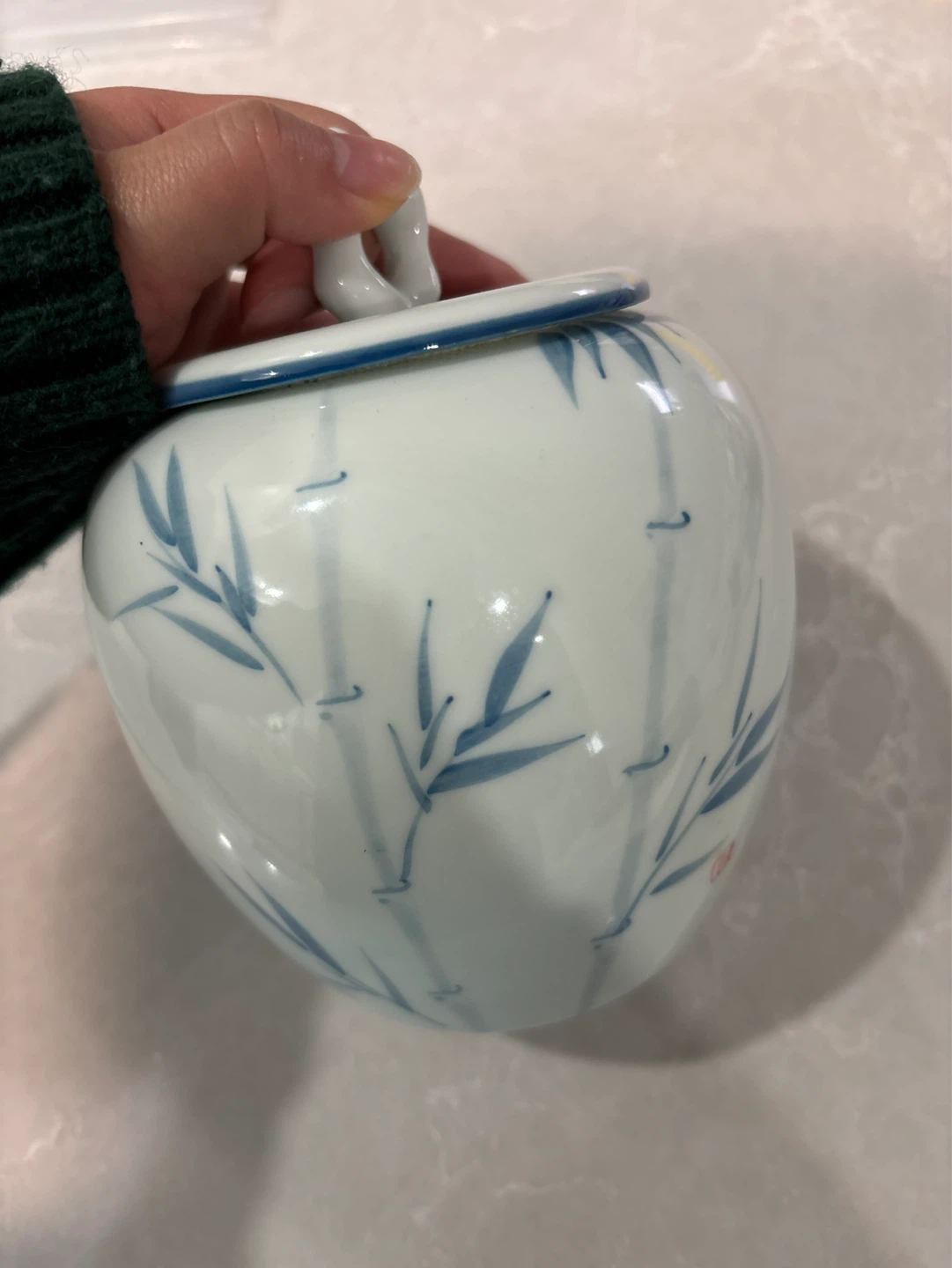 Ceramic Jar with Bamboo Design