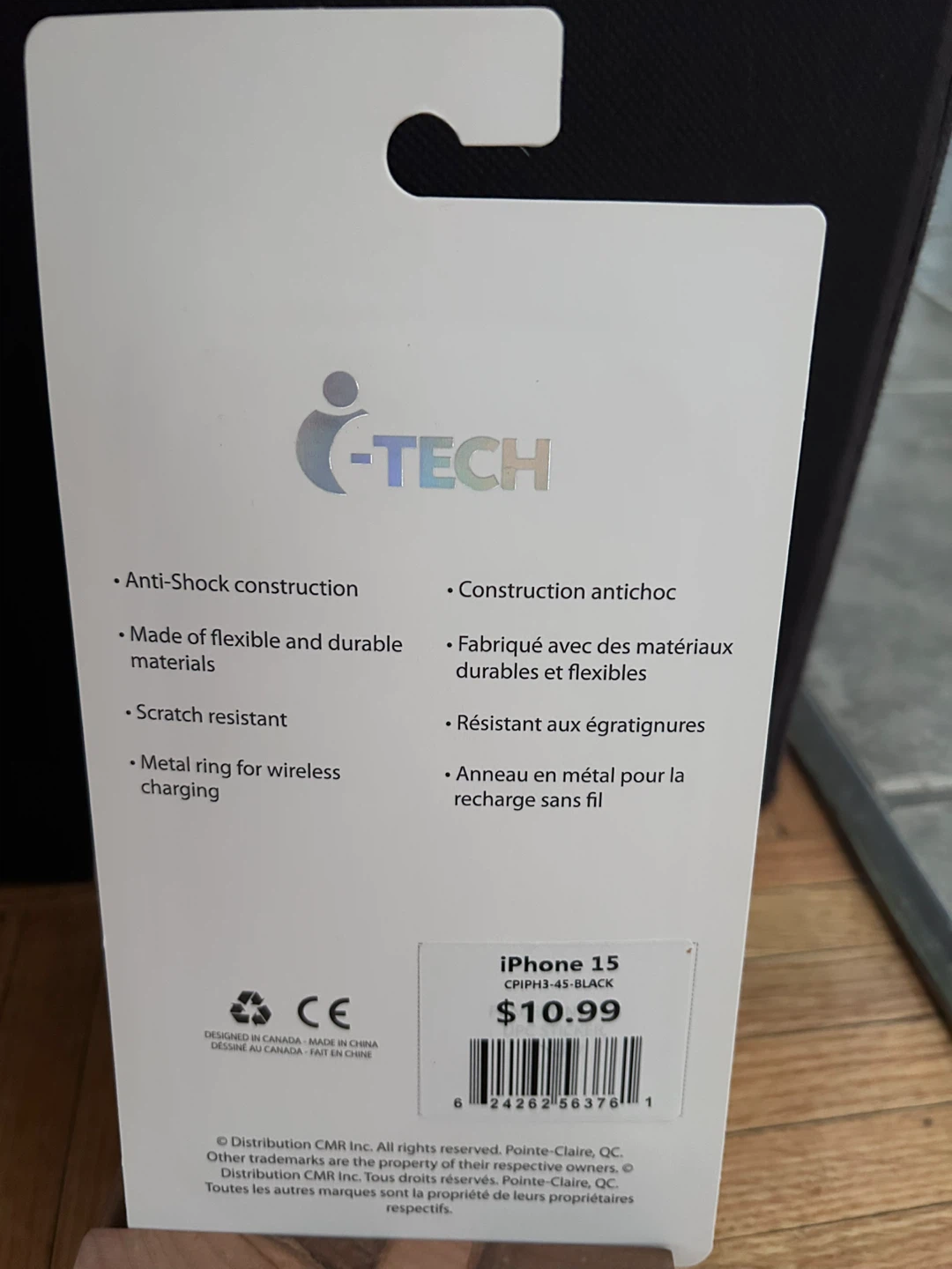 i-Tech iPhone 15 Shock Resistant Case with Metal Ring - Black - photo 2