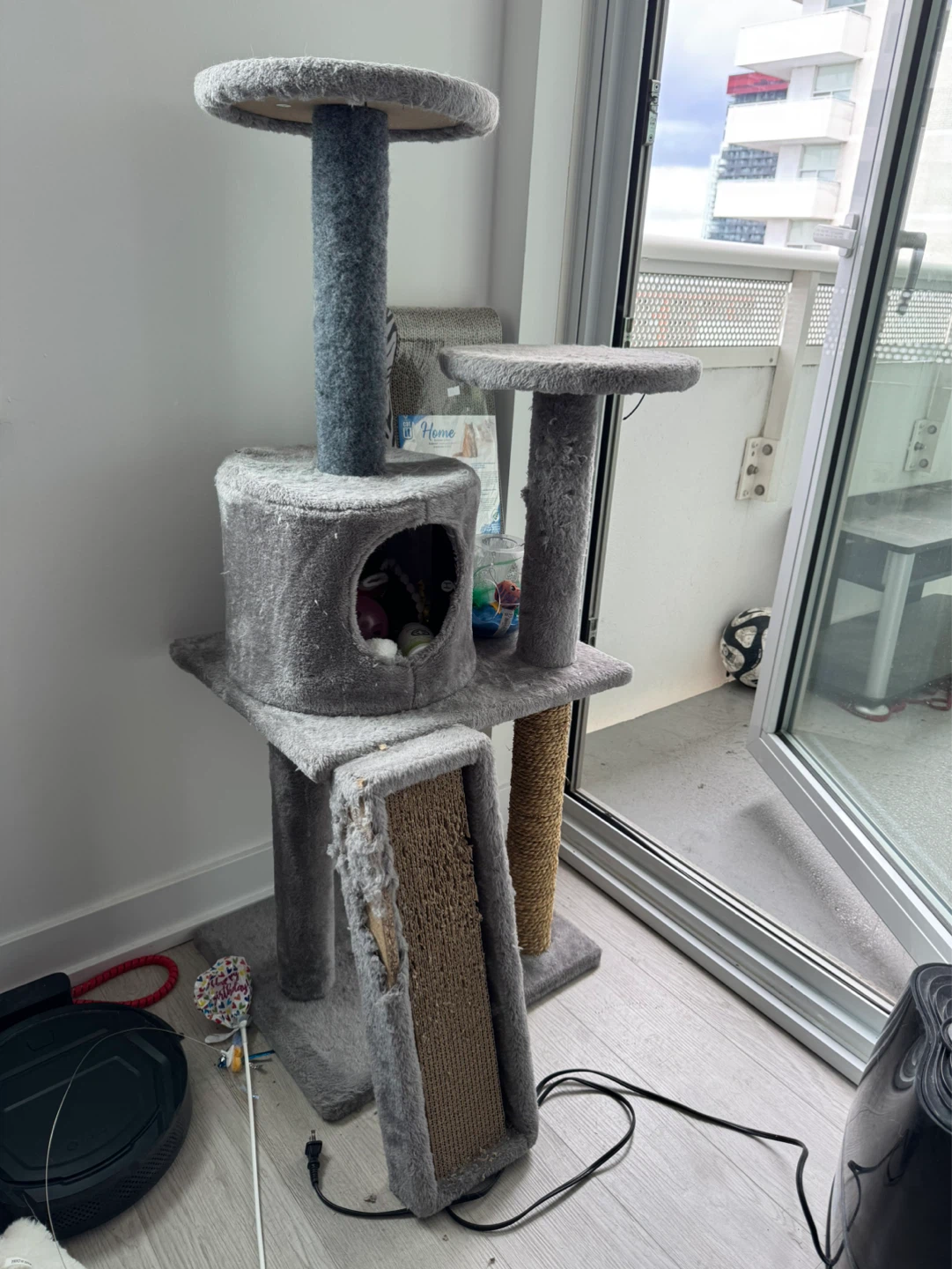 Grey Multi-Level Cat Tree Condo with Scratching Post - photo 2